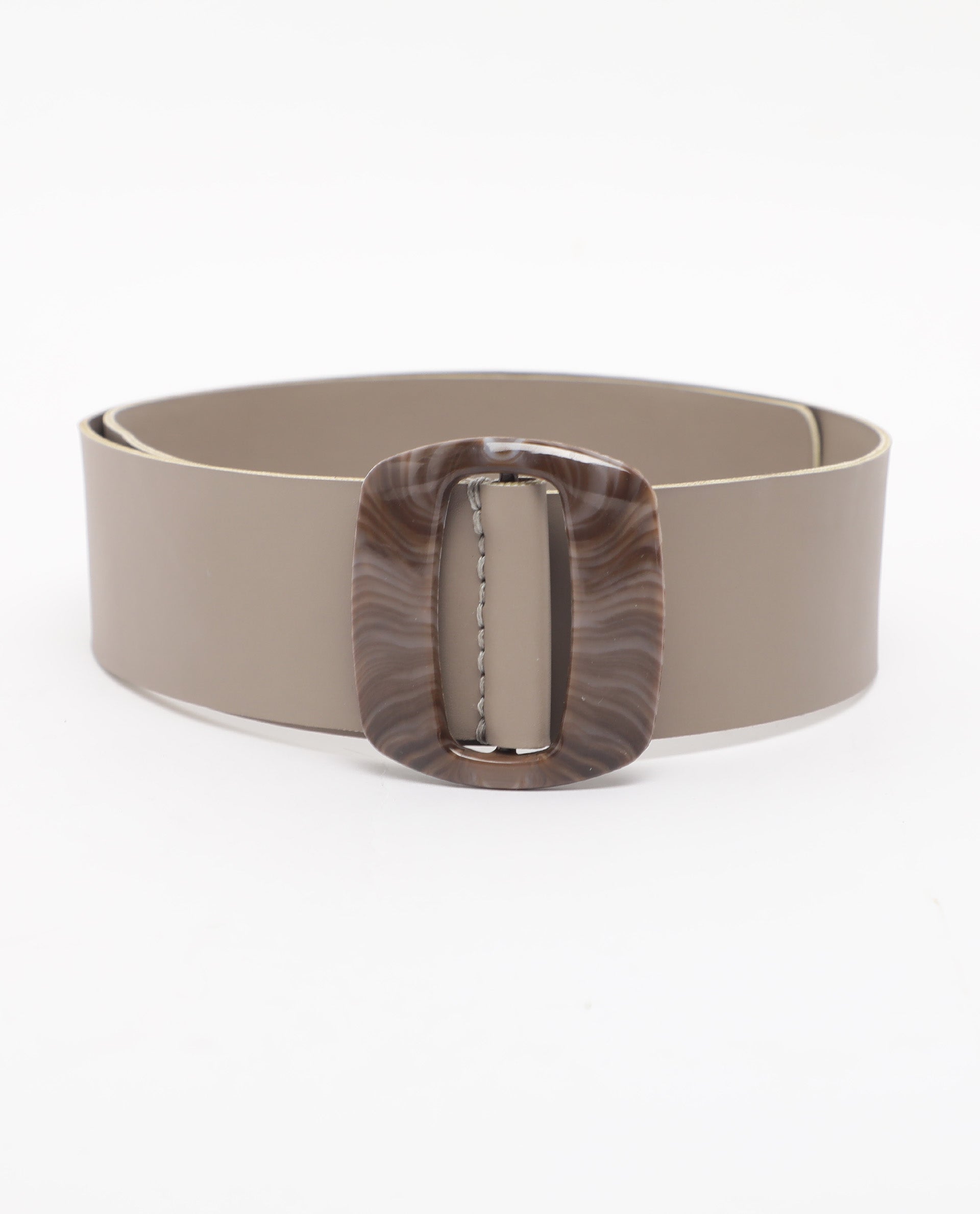 Rareism Women Sunsand Grey Solid Leather Belt