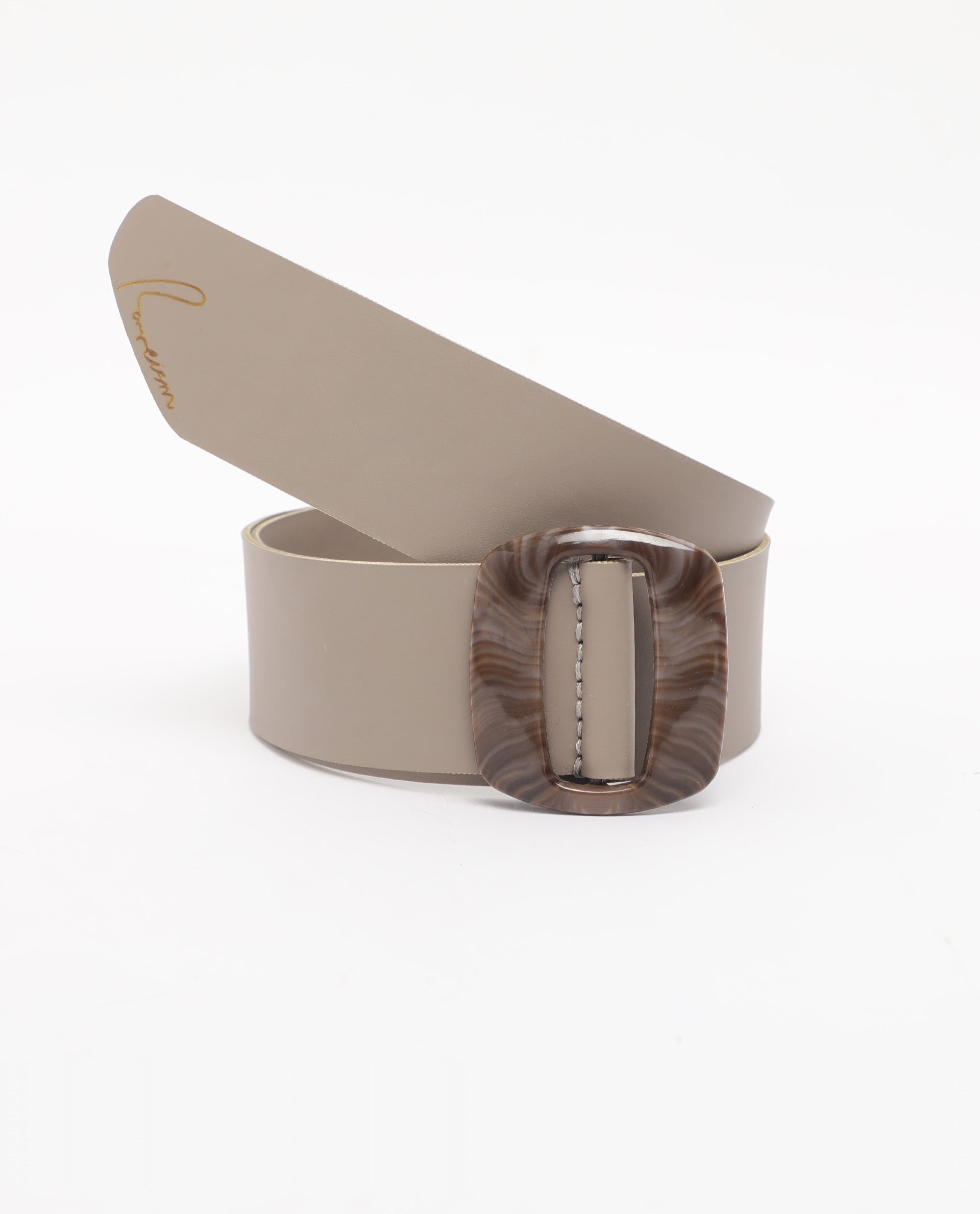 Rareism Women Sunsand Grey Solid Leather Belt