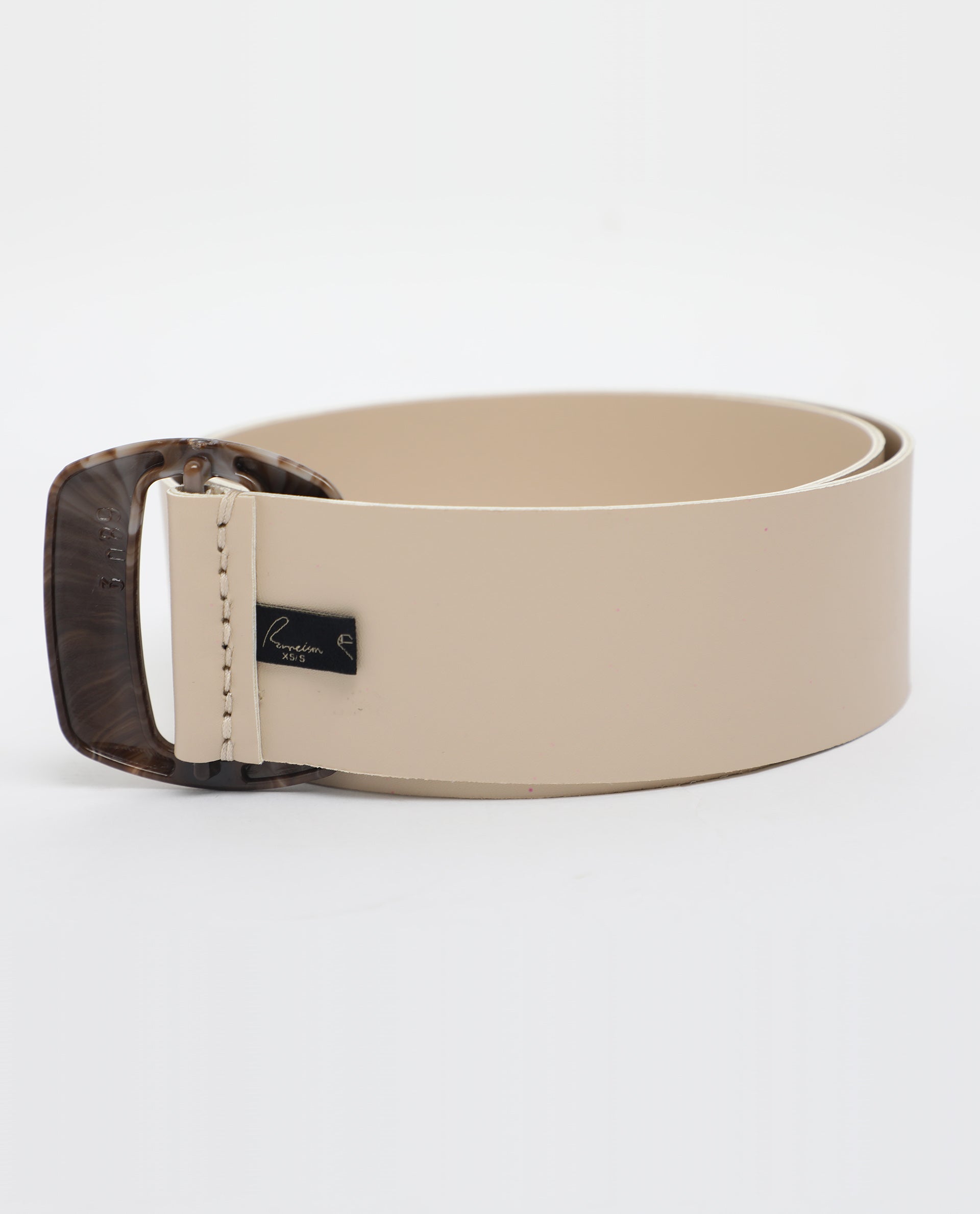Rareism Women Sunsand Light Beige Solid Leather Belt