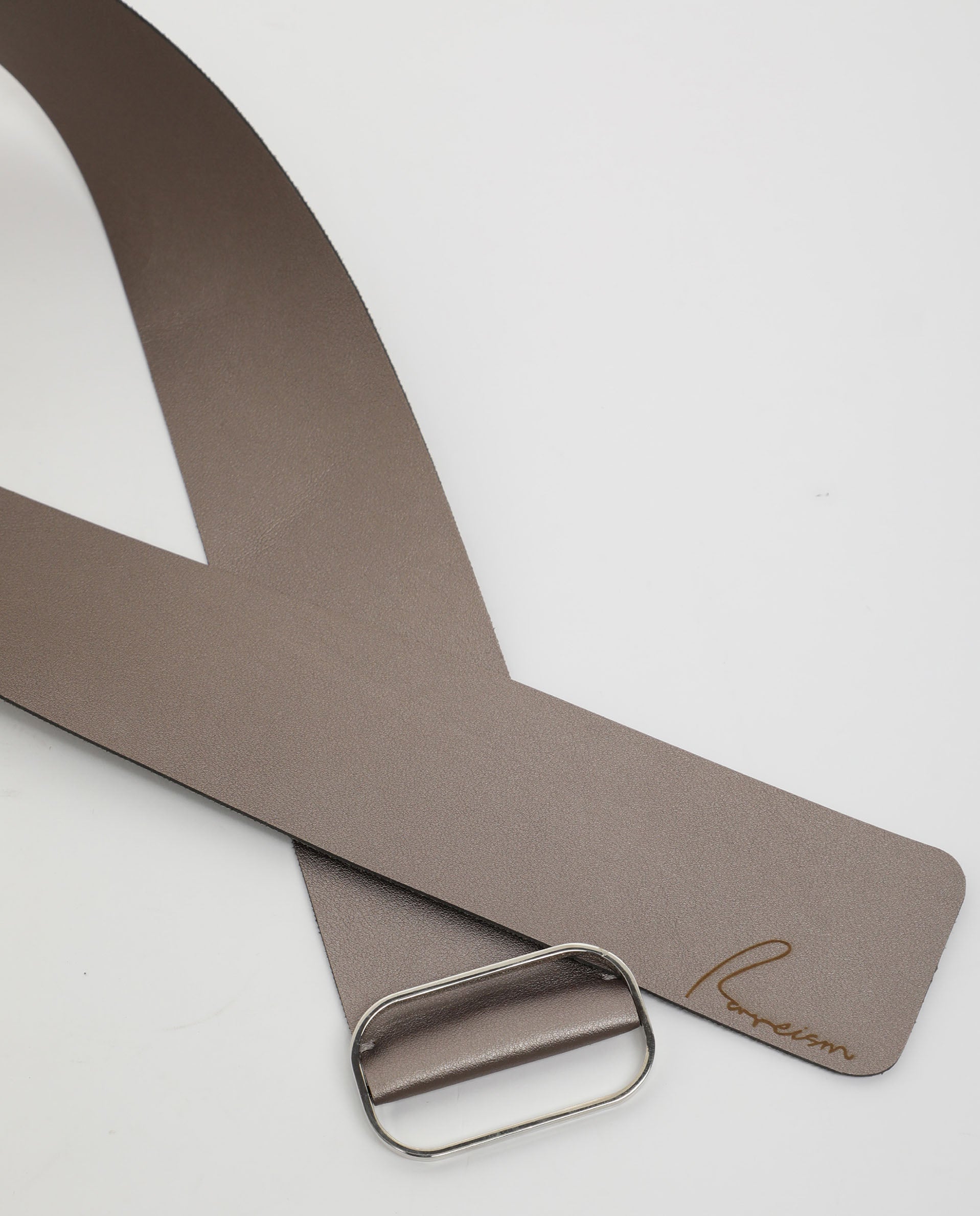 Rareism Women Abandon Metalic Grey Solid Leather Belt