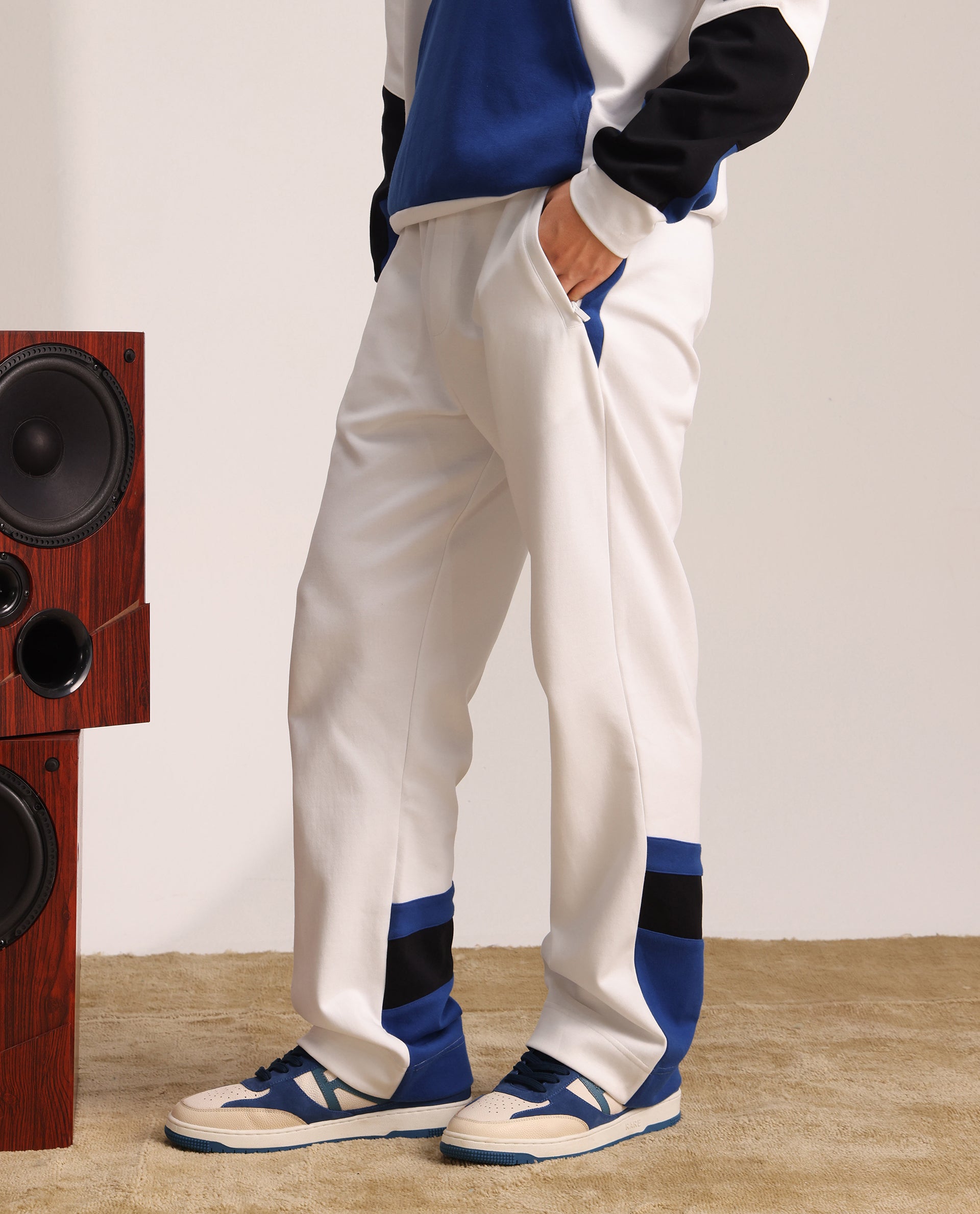 Rare Rabbit Men Armon-2 White Cotton Drawstring Closure Printed Track Pant