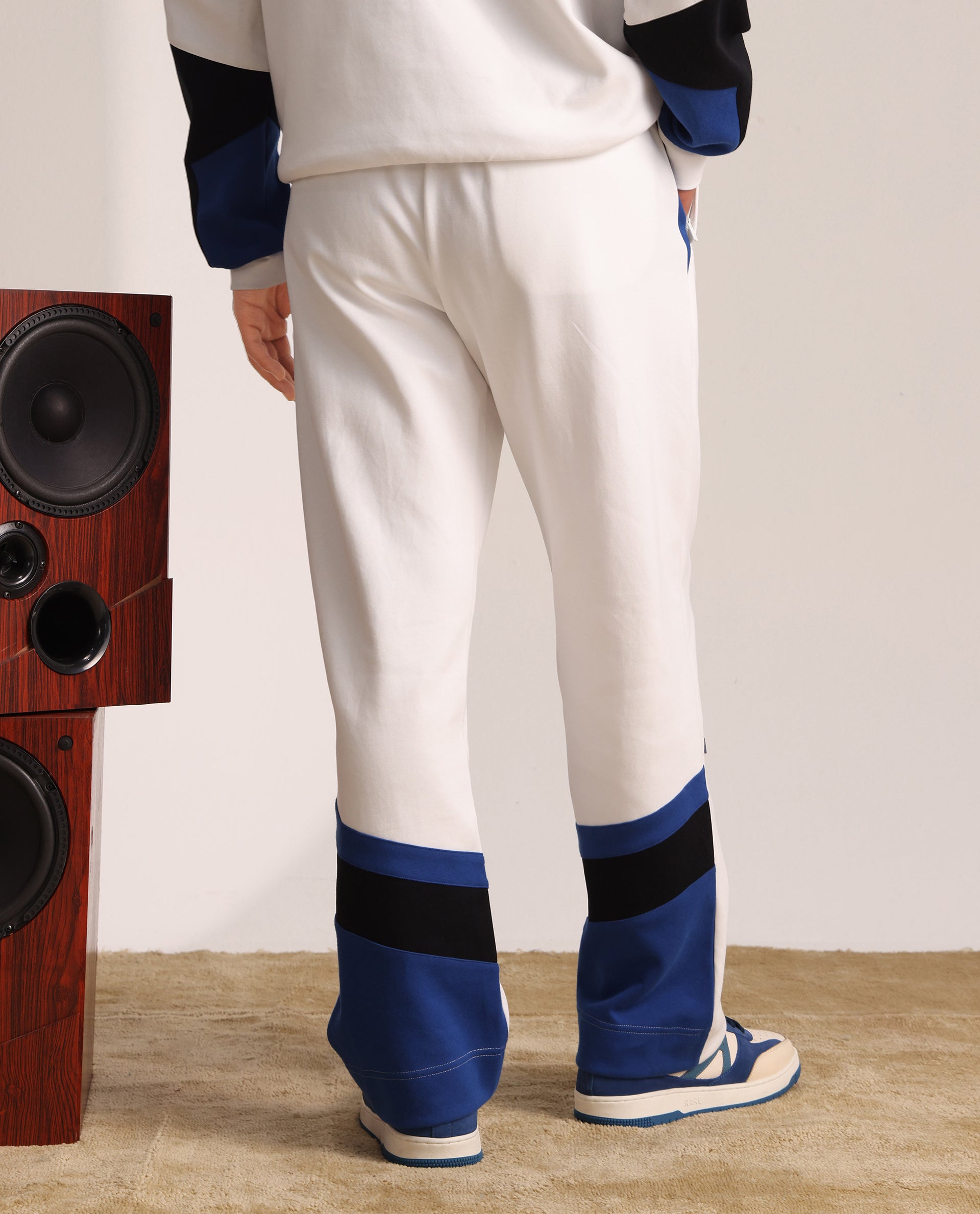 Rare Rabbit Men Armon-2 White Cotton Drawstring Closure Printed Track Pant