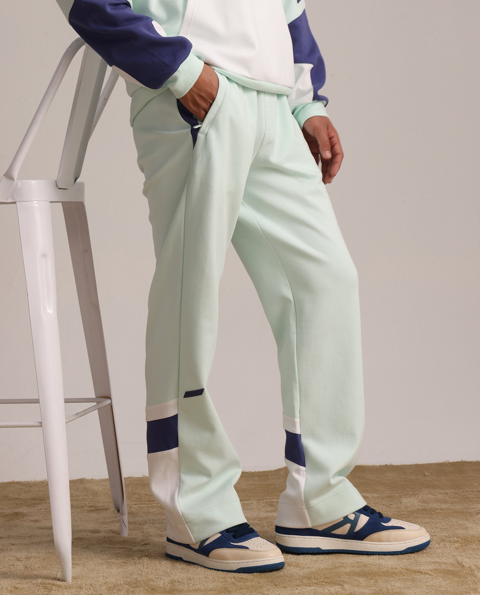 Rare Rabbit Men Armon-2 Pastel Green Cotton Drawstring Closure Printed Track Pant