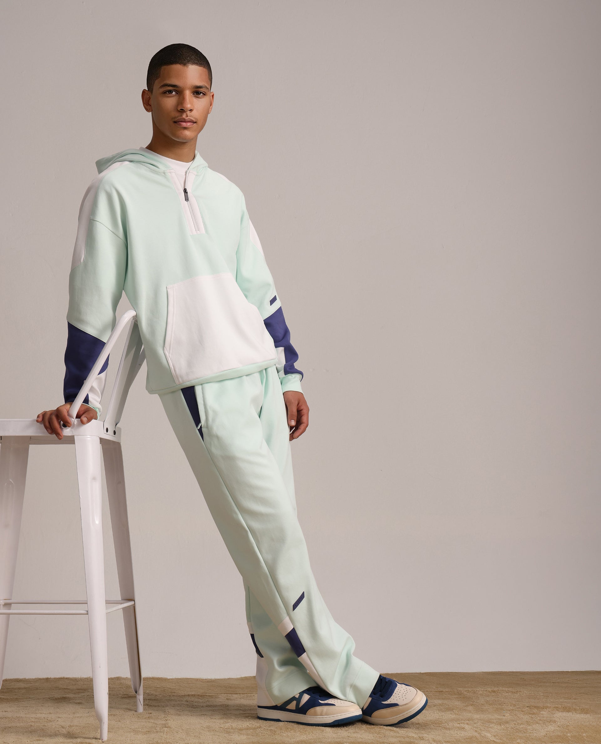 Rare Rabbit Men Armon-2 Pastel Green Cotton Drawstring Closure Printed Track Pant