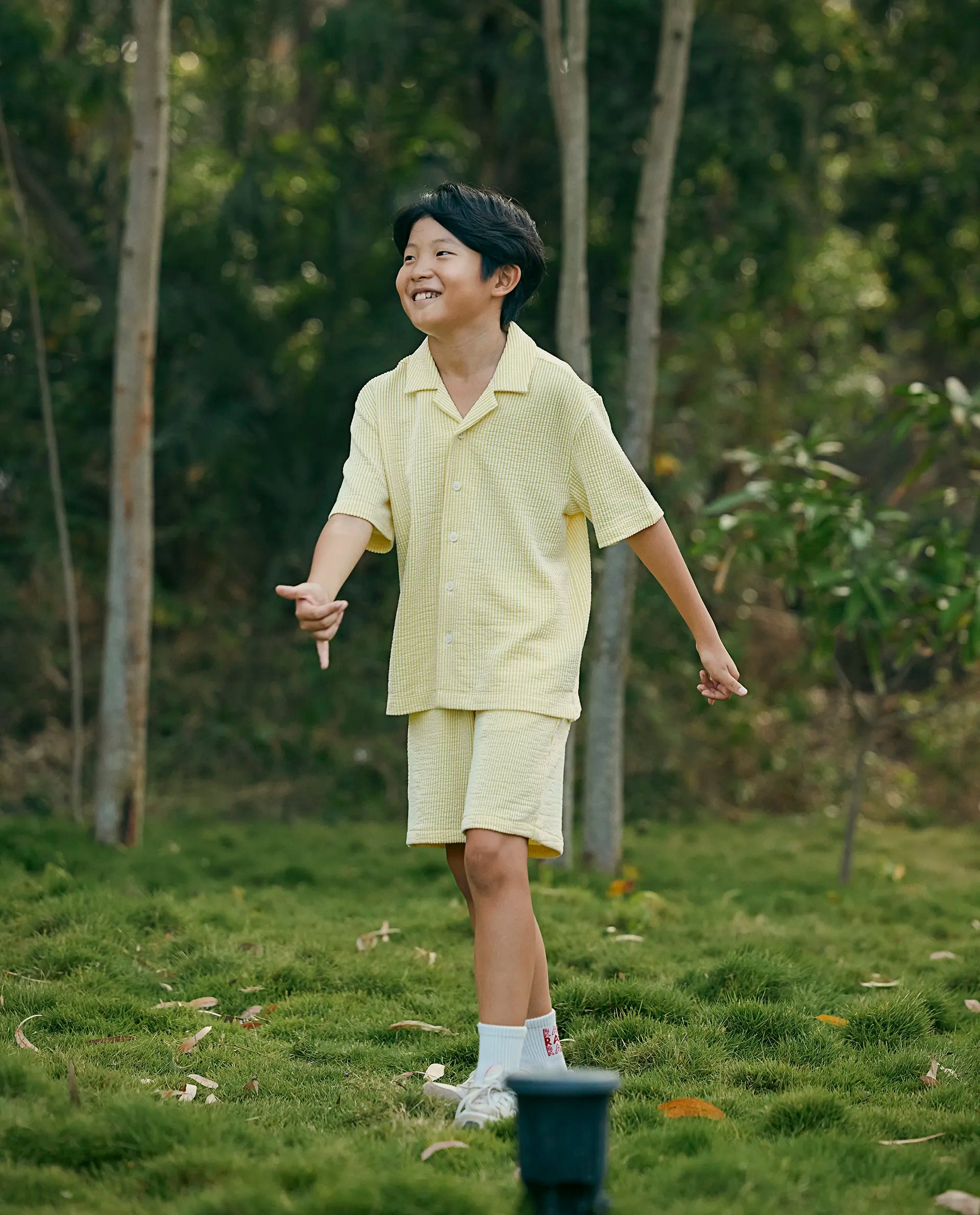 Rare Ones Kids John-S Yellow Cotton Blend Short Sleeve Solid Regular Shirt