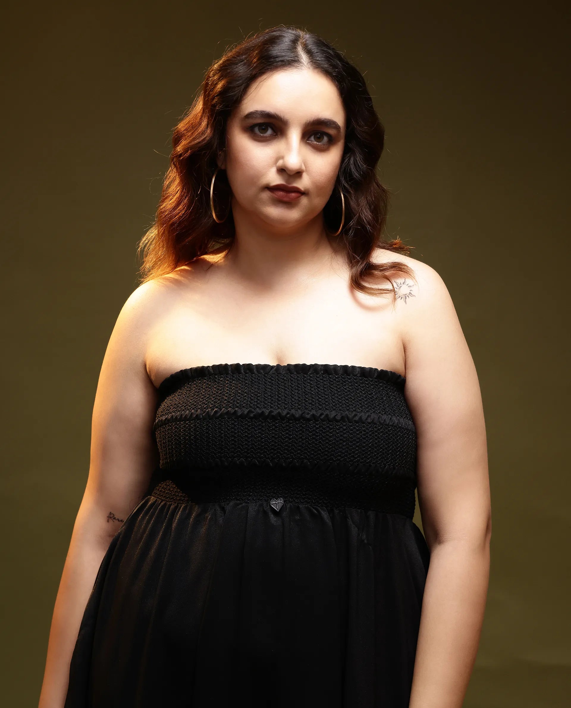 Rareism Women Gimpel Black Viscose Nylon Fabric Sleeveless Shoulder Straps Fit And Flare Plain Maxi Empire Dress