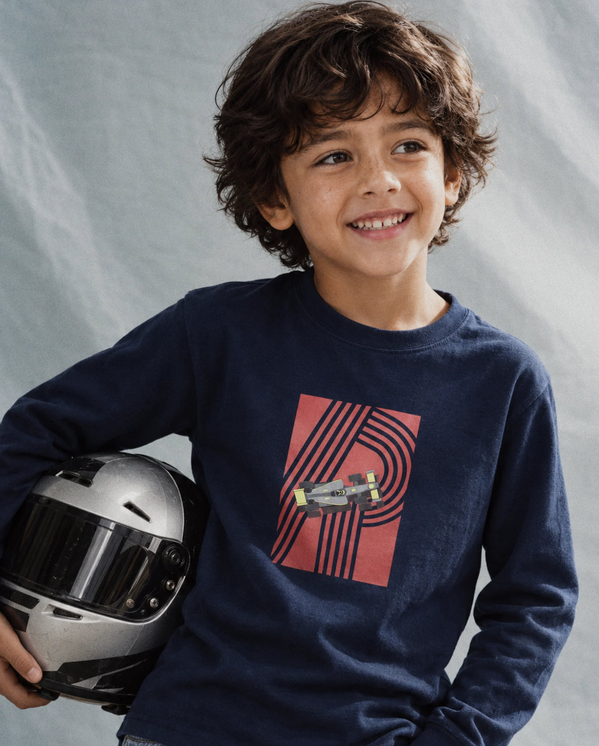 Rare Ones Kids Boet Navy Cotton Fabric Pull-On Regular Fit Graphic Print T-Shirt