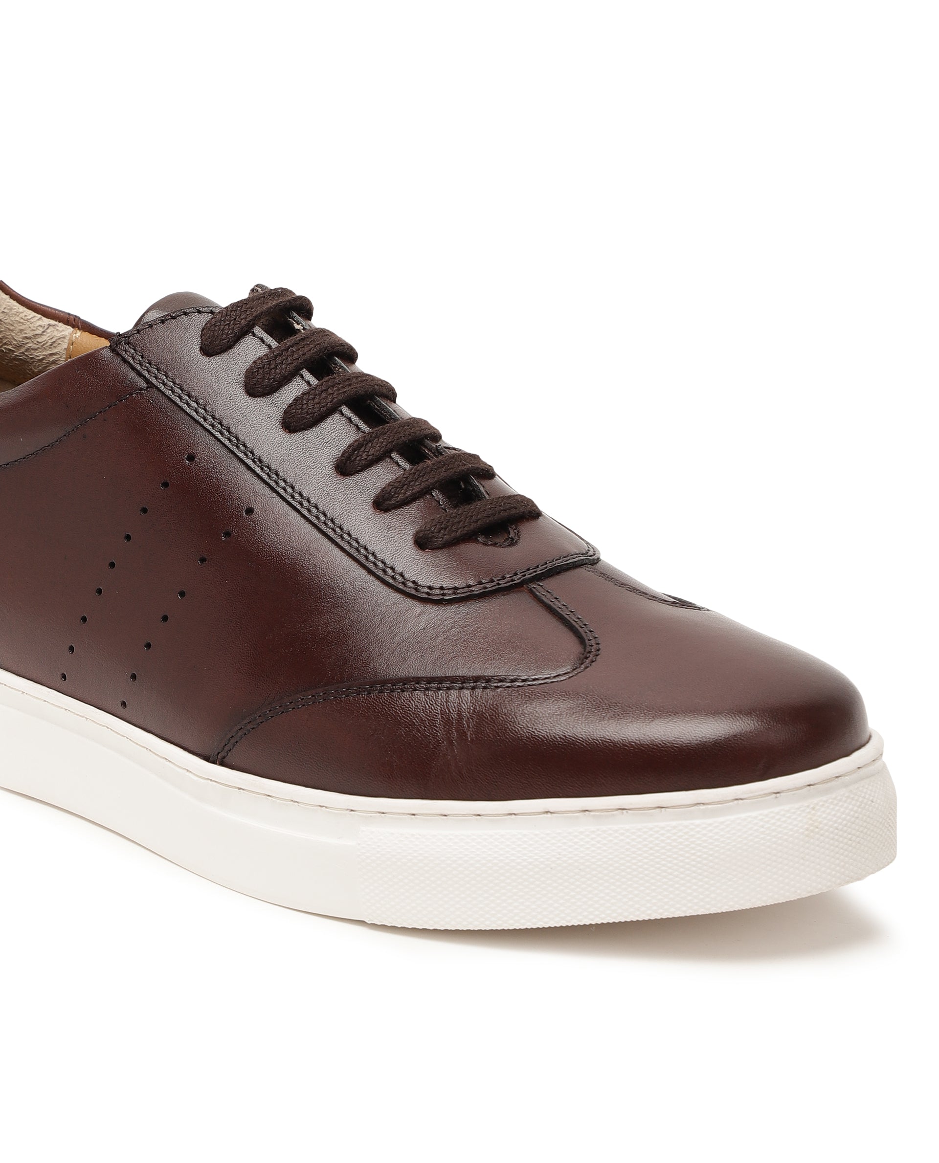 Rare Rabbit Men's Sterre 1 Brown Classic Oxford Styled Low-Top Sneakers Shoes