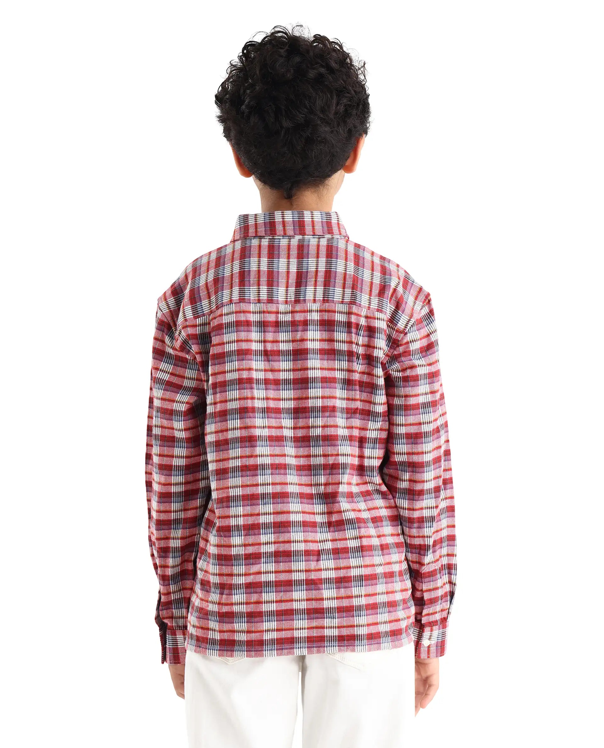 Rare Ones Kids Zyne Red Cotton Checked Button Closure Regular Fit Shirt