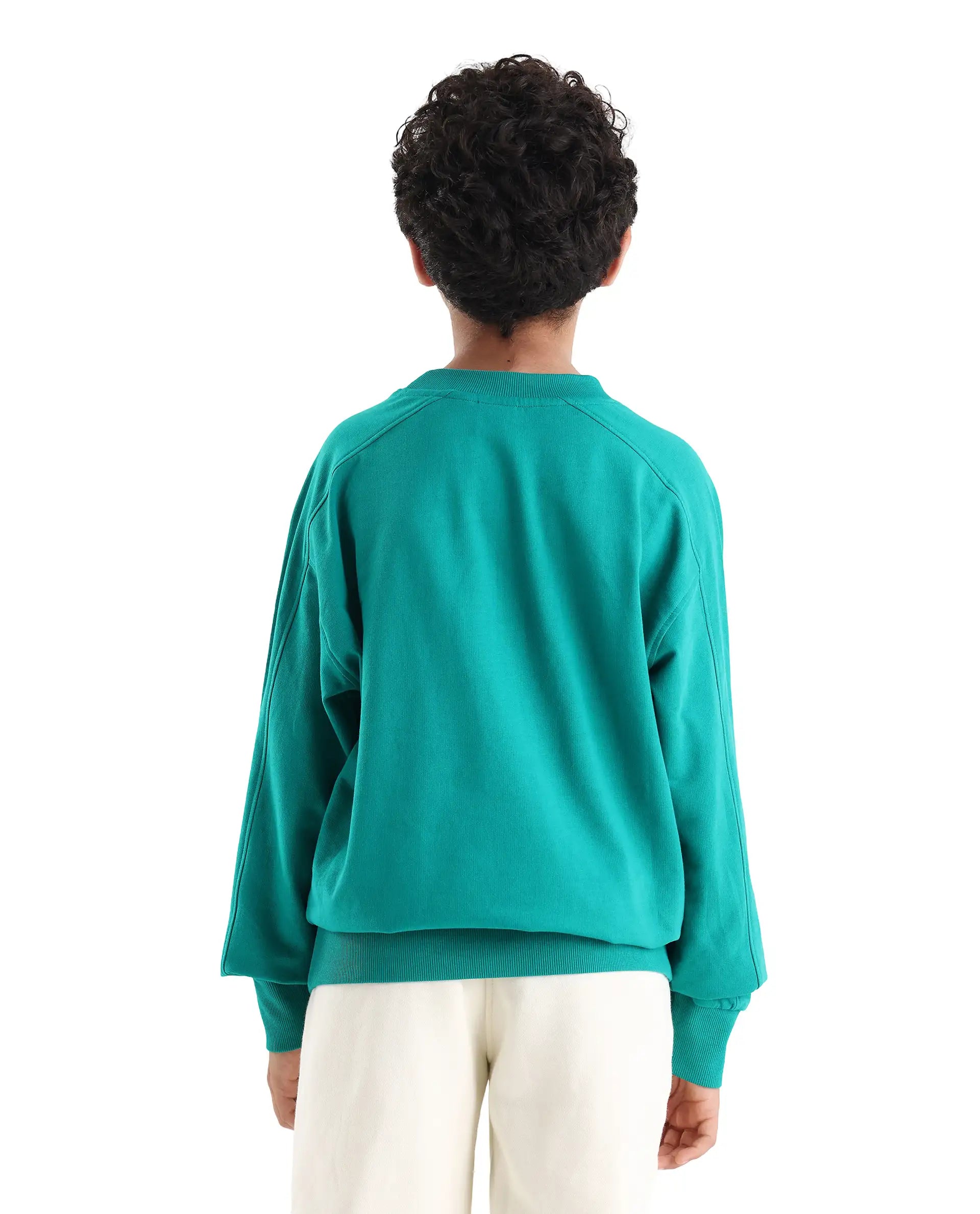 Rare Ones Kids Zayn Green Cotton Pull On Crew Neck Full Sleeves Fit Sweatshirt