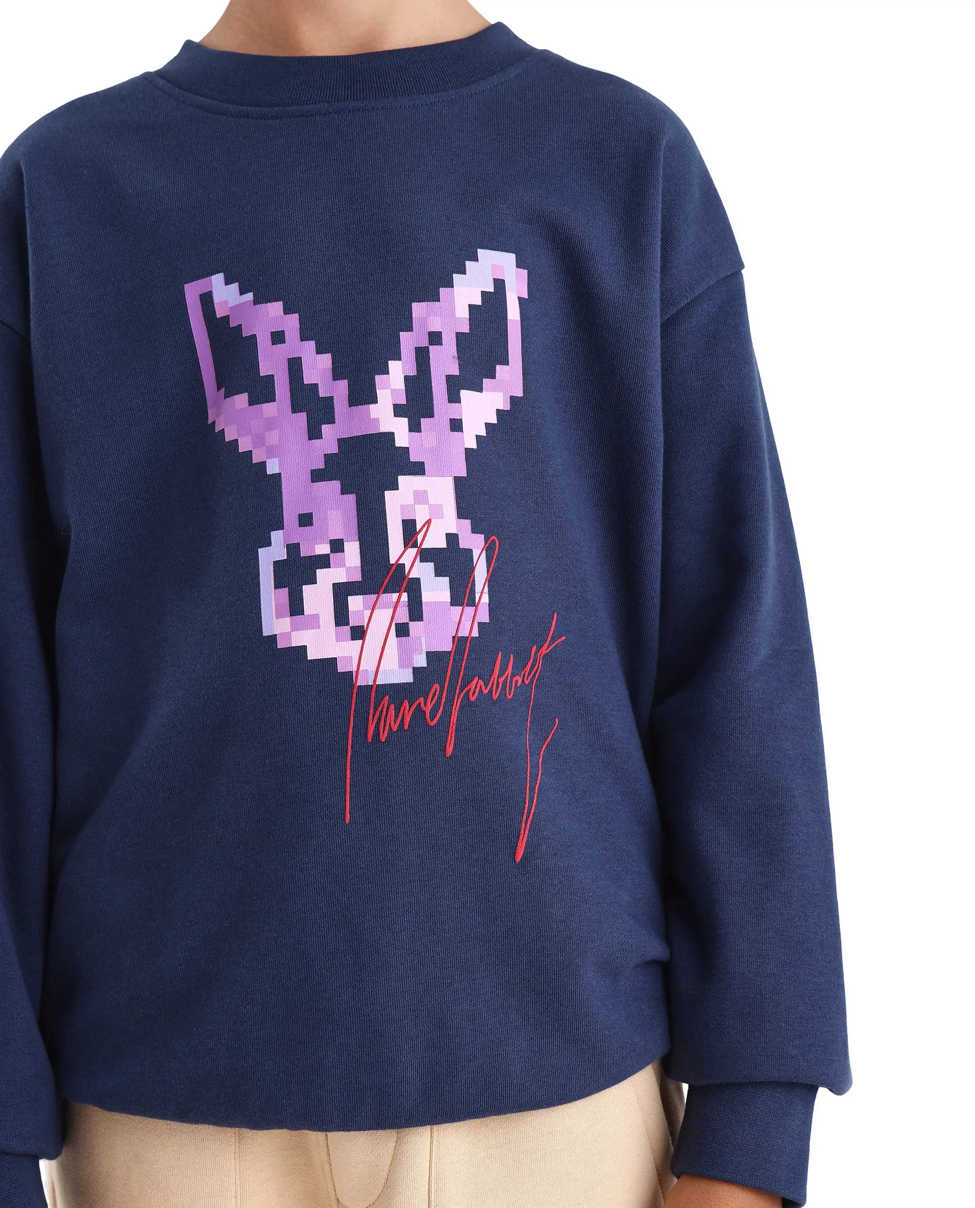 Rare Ones Kids Iver Navy Cotton Blend Pull On Crew Neck Full Sleeves Fit Sweatshirt