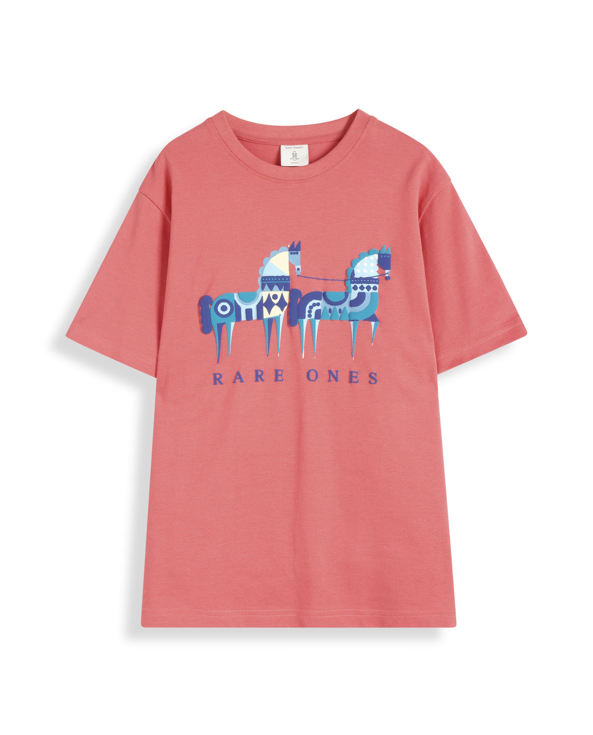 Rare Ones Kids Carno Peach Cotton Fabric Half Sleeves Crew Neck Graphic Print T-Shirt