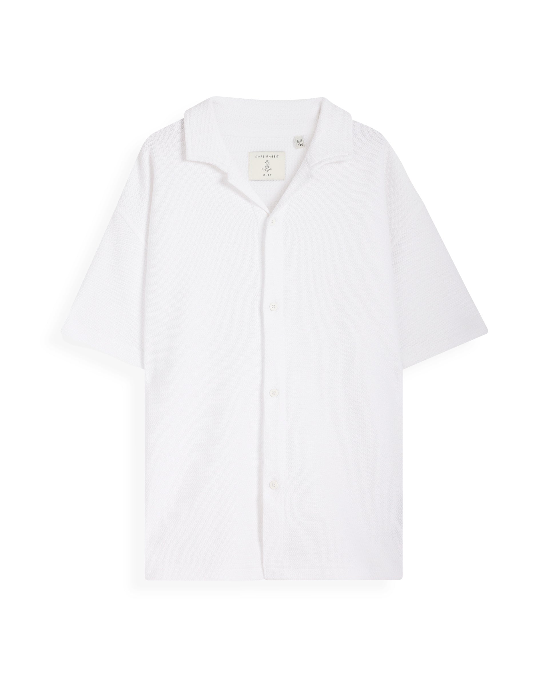 Rare Ones Kids Colen White Jacquard Half Sleeves Cuban Collar Boxy Fit Shirt