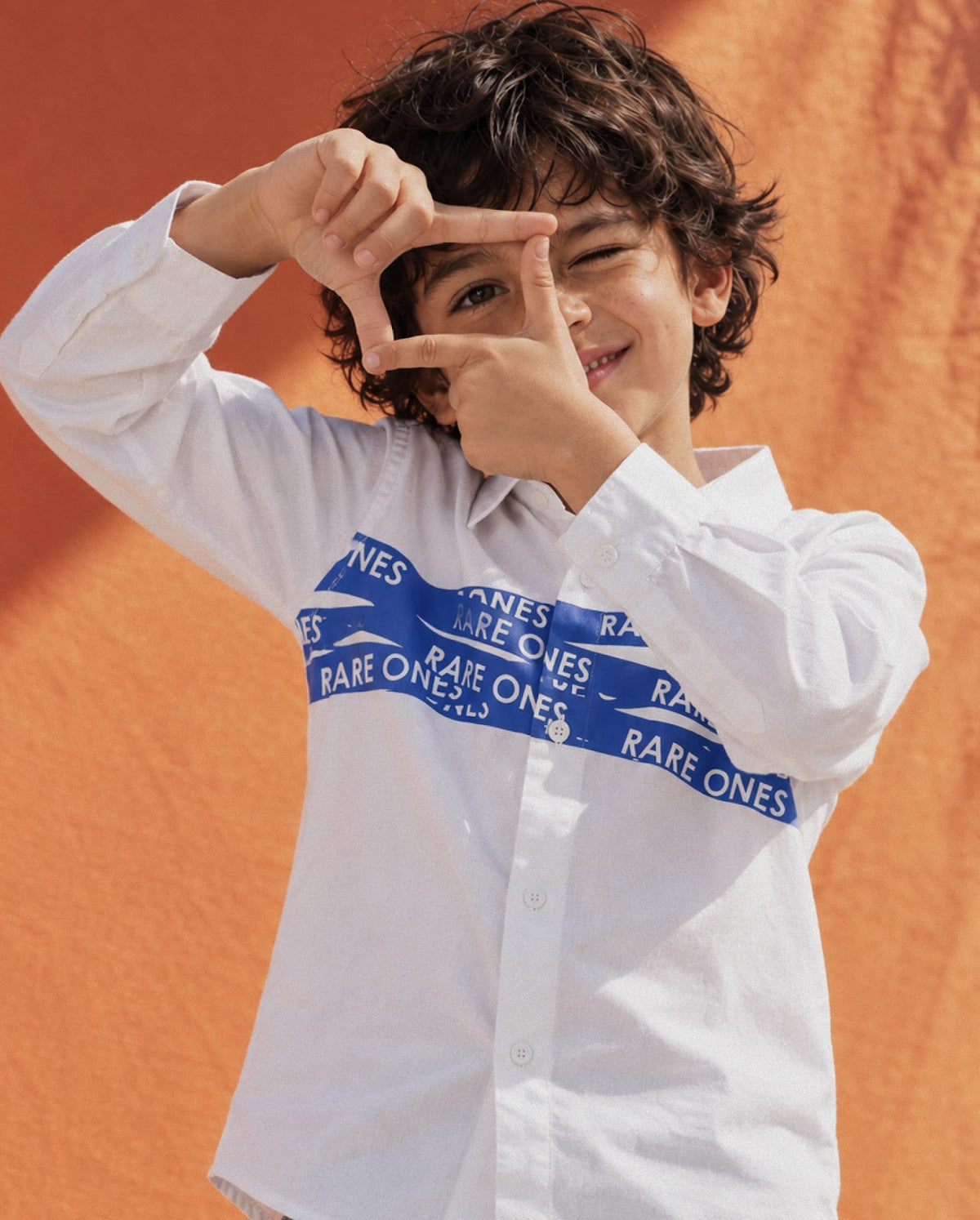Rare Ones Kids Igno White Cotton Fabric Button Closure Regular Fit Typography Shirt