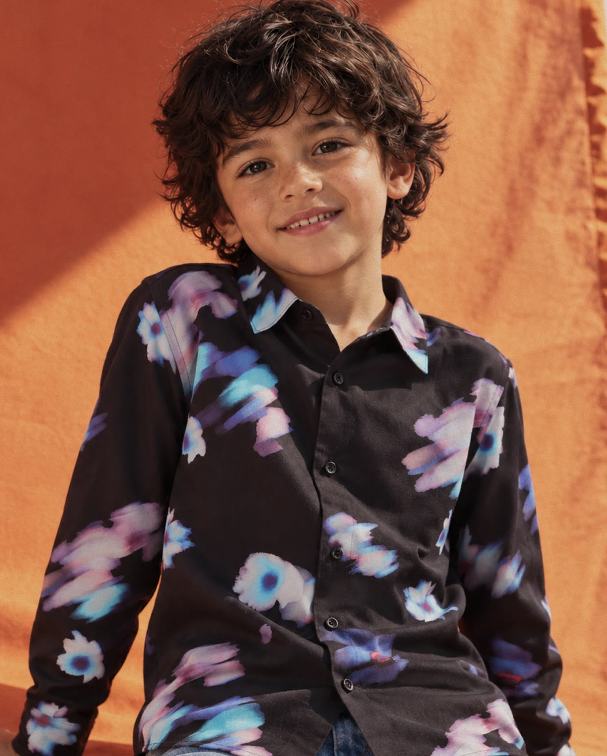 Rare Ones Kids Walt Black Viscose Fabric Button Closure Regular Fit Digital Print Shirt