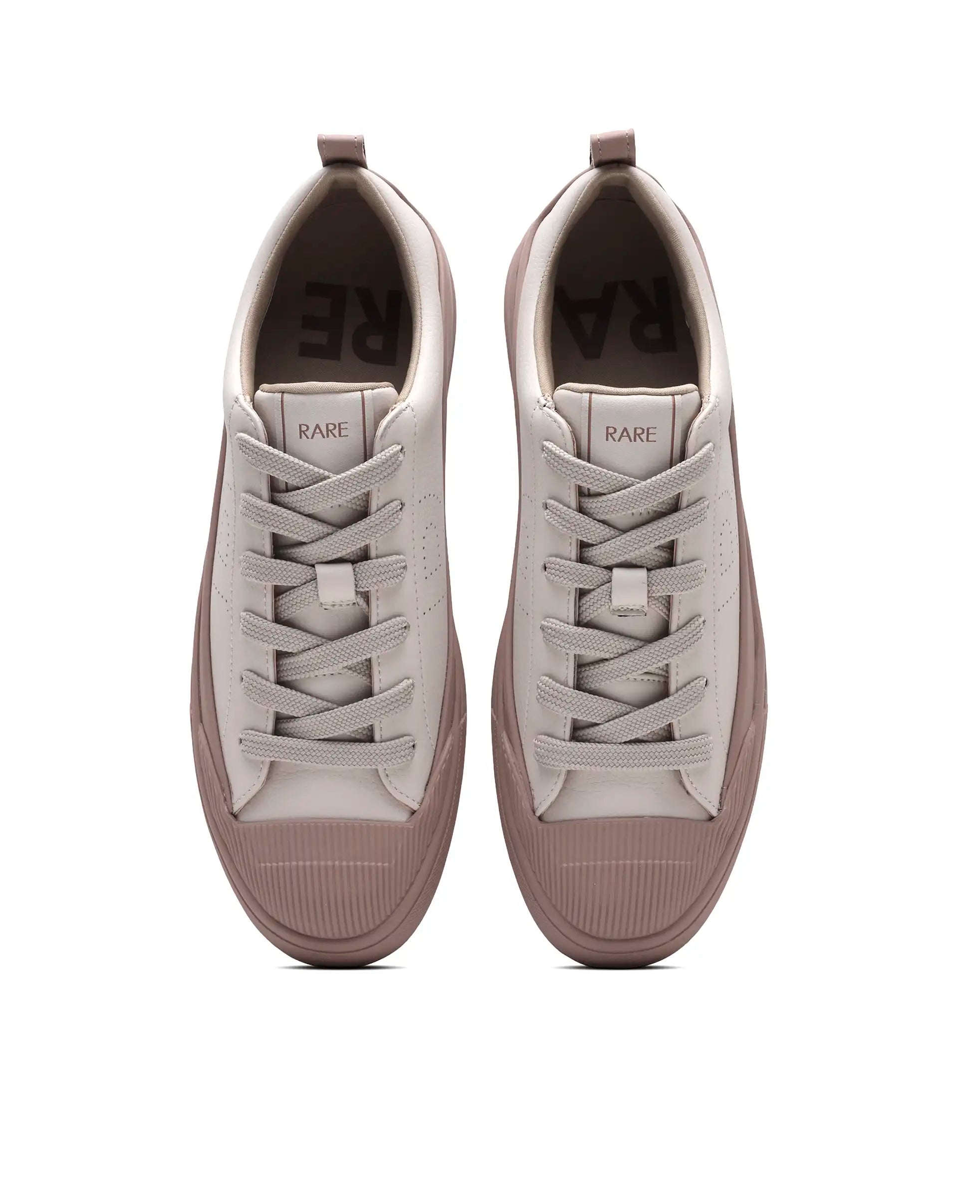 Rare Rabbit Men's Sauron Wave 24 Light Beige Micro Leather Sneaker