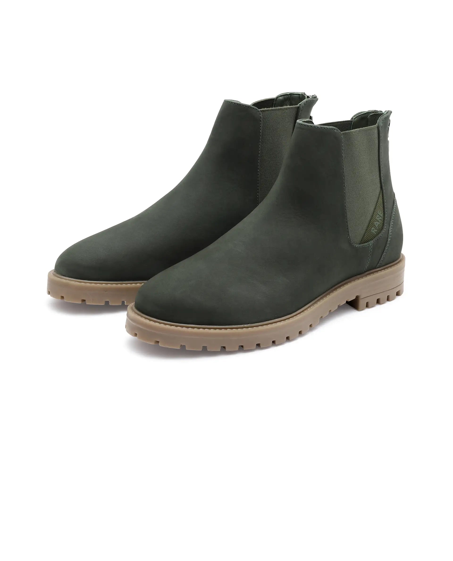 Rare Rabbit Men's Gum Pro Green Classic Chelsea Boot