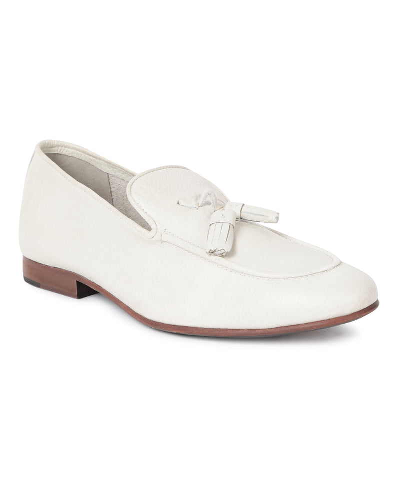 Rare Rabbit Men's Archie Ivory Square Toe Evening Formal Milled Leather Slip-On Shoes