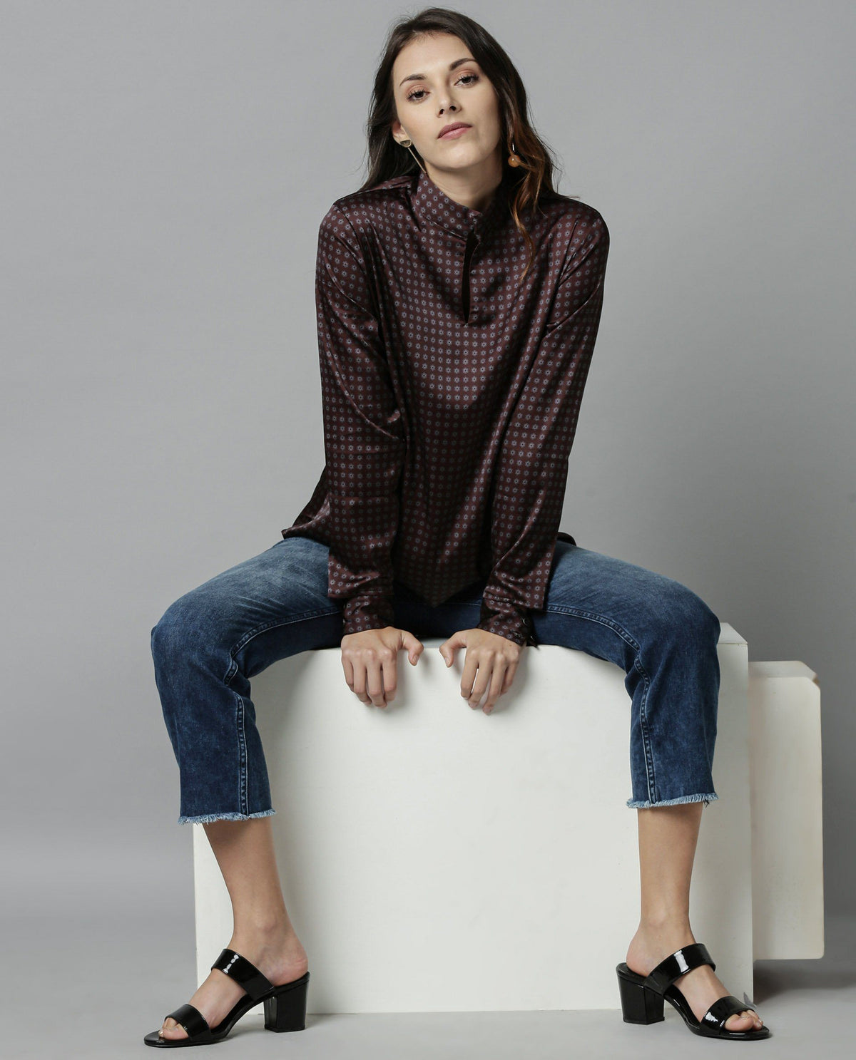 Rareism Women Float Brown Top Full Sleeves Solid