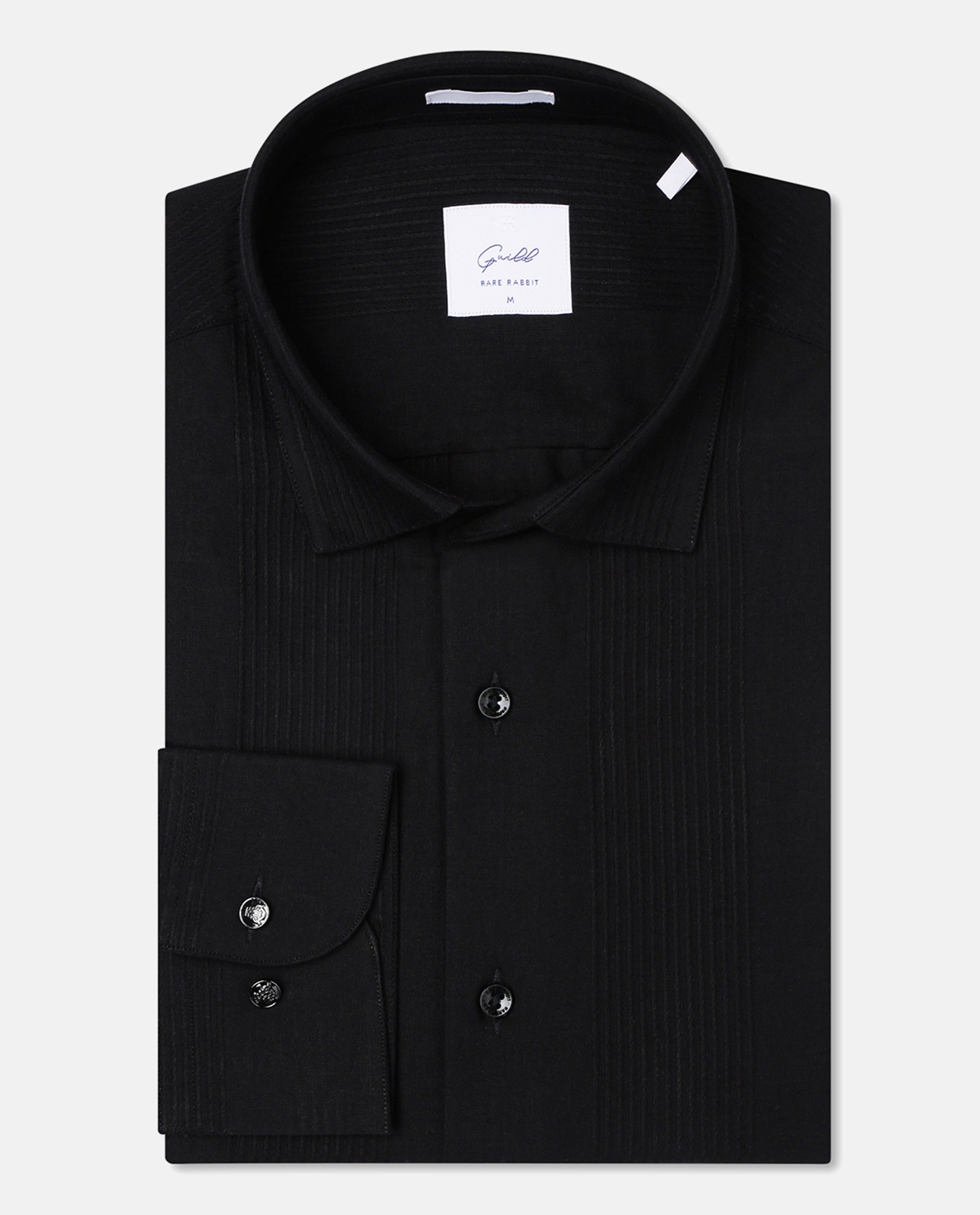 Rare Rabbit Men's Lurtz-1 Black Cotton Fabric Full Sleeves Striped Shirt