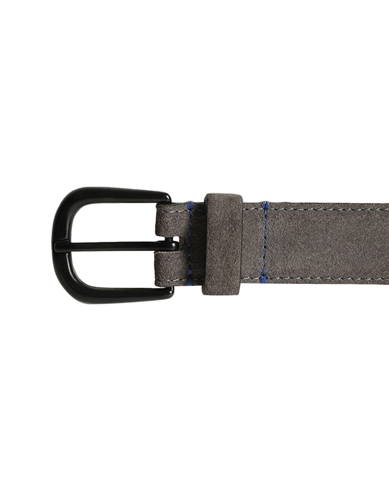 Rare Rabbit Men'S Suedo Grey Belt Leather Fabric Solid