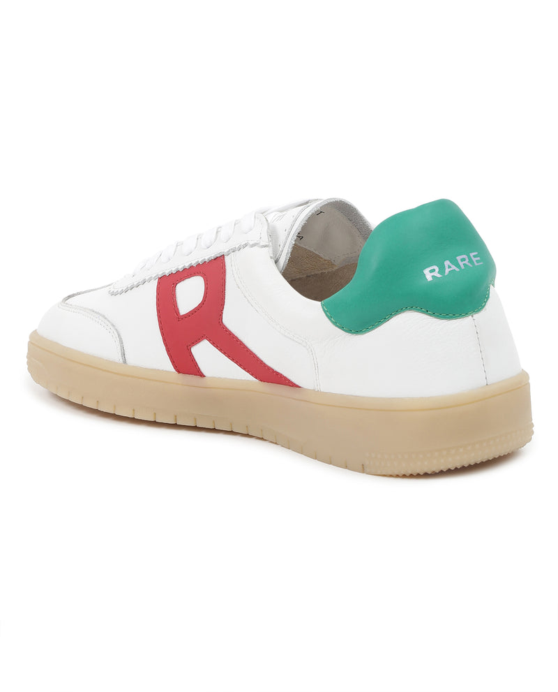 Rare Rabbit Men's Dorset White Oxford Style Colorblocked Smart Casual Leather Sneaker