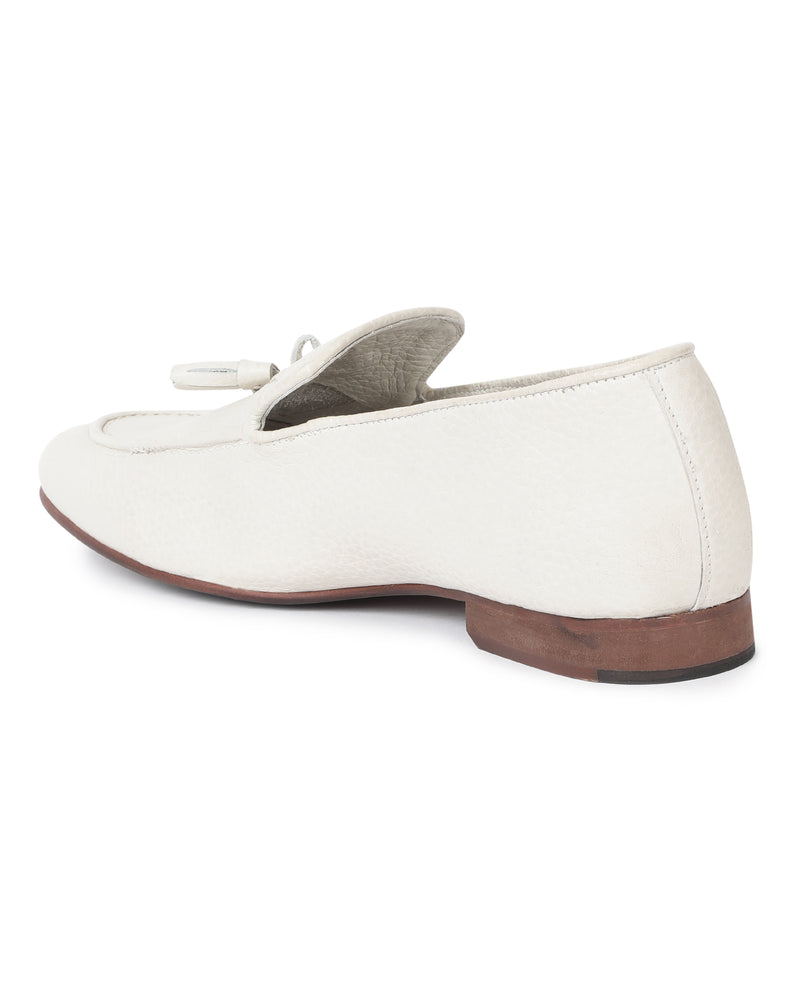Rare Rabbit Men's Archie Ivory Square Toe Evening Formal Milled Leather Slip-On Shoes