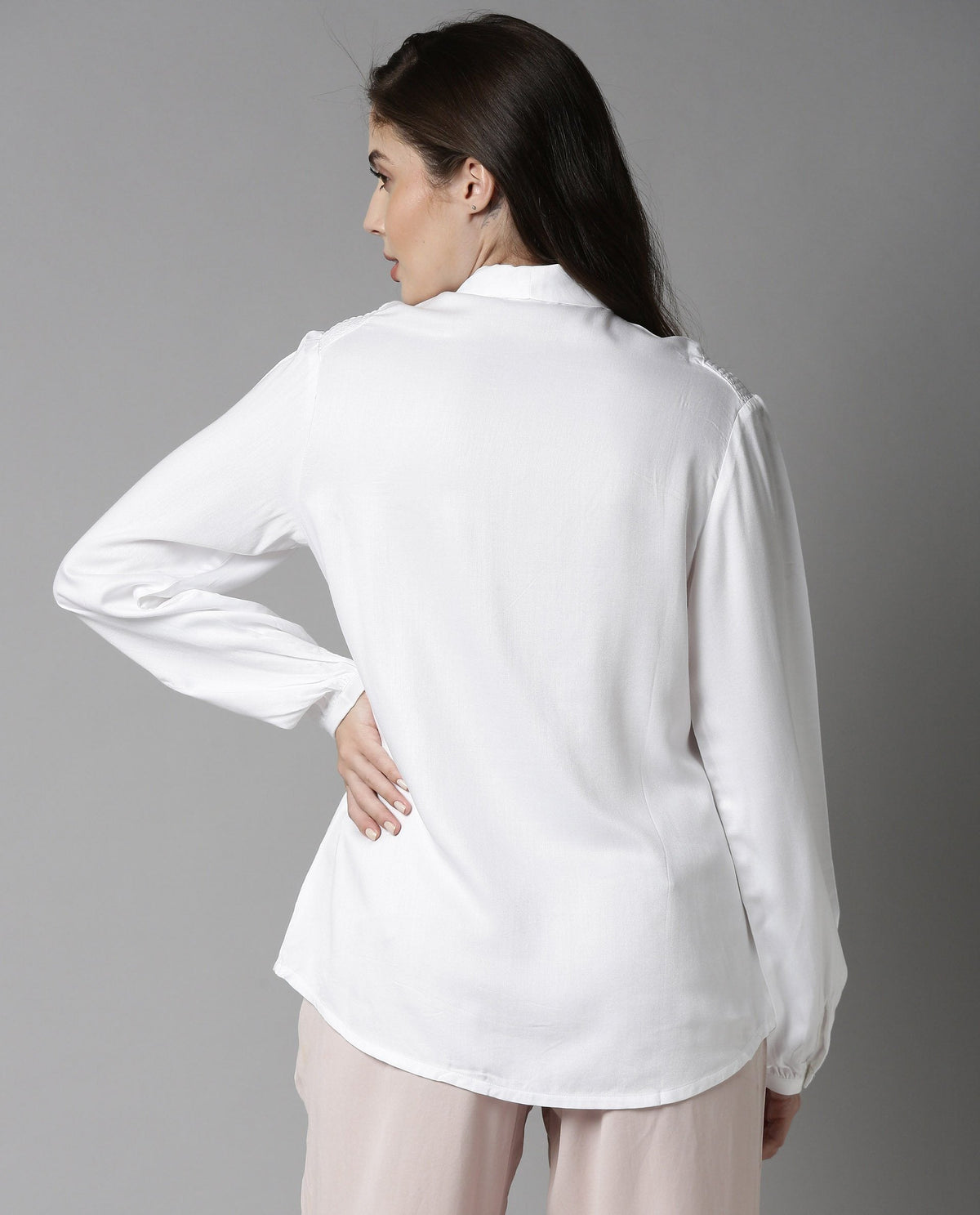 Rareism Women Drone White Top Full Sleeves Solid