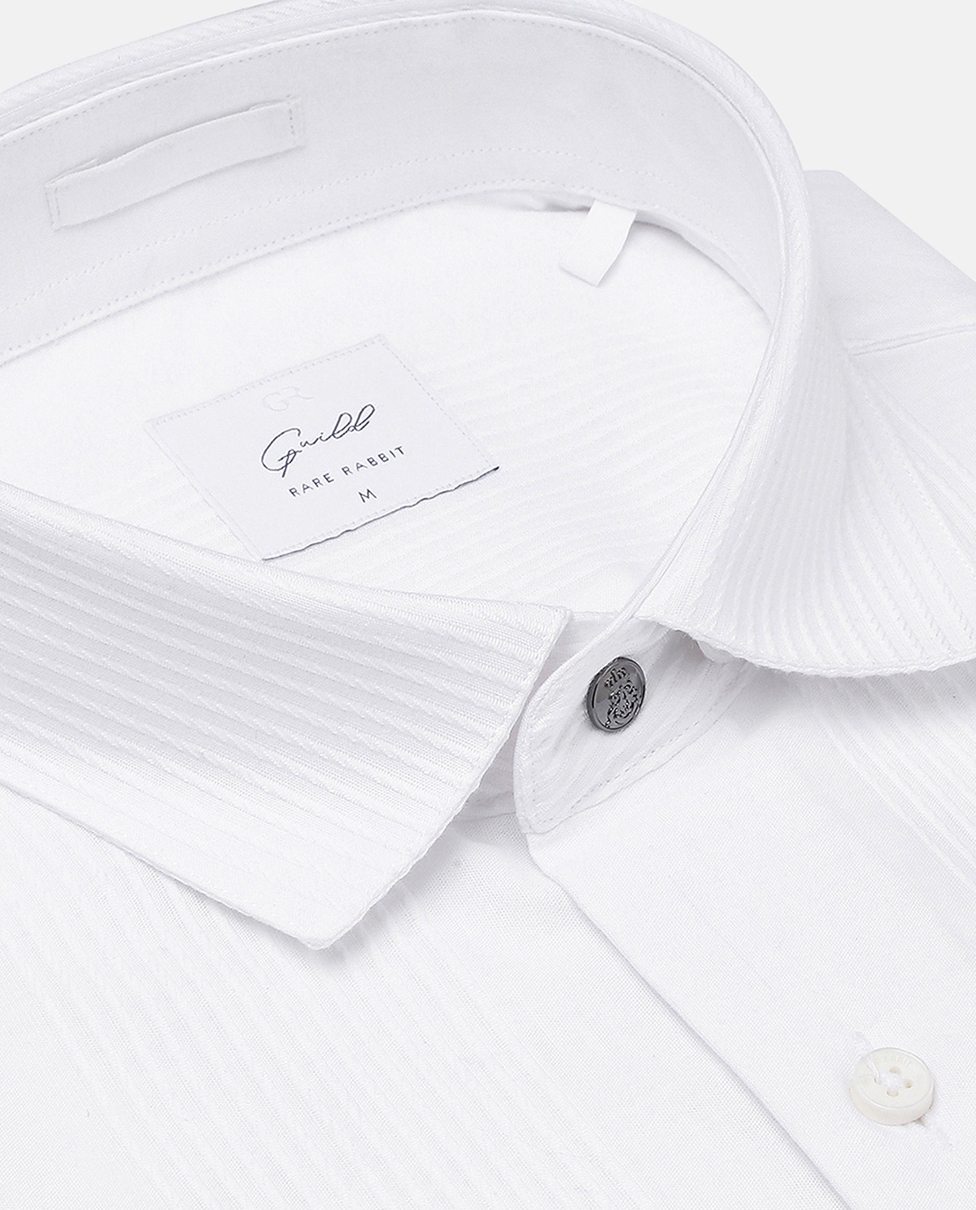 Rare Rabbit Men's Lurtz-1 White Cotton Fabric Full Sleeves Striped Shirt