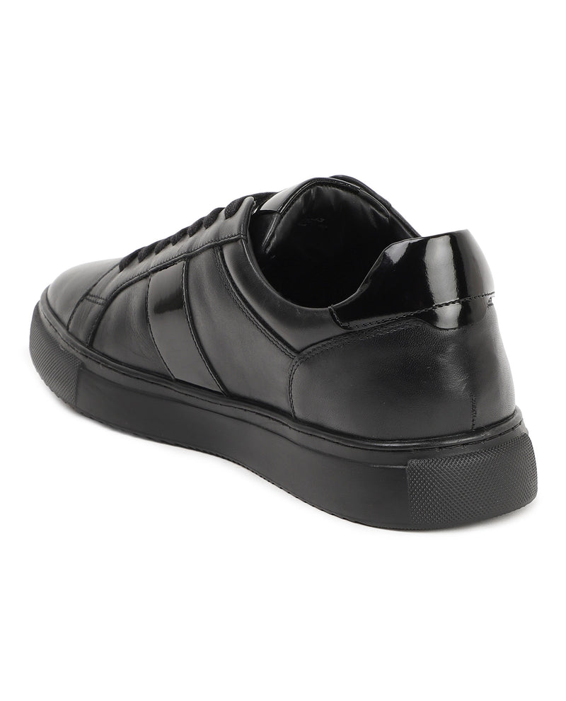 Rare Rabbit Men's Alden Black Derby Style Patent Casual Smart Leather Sneakers Shoes
