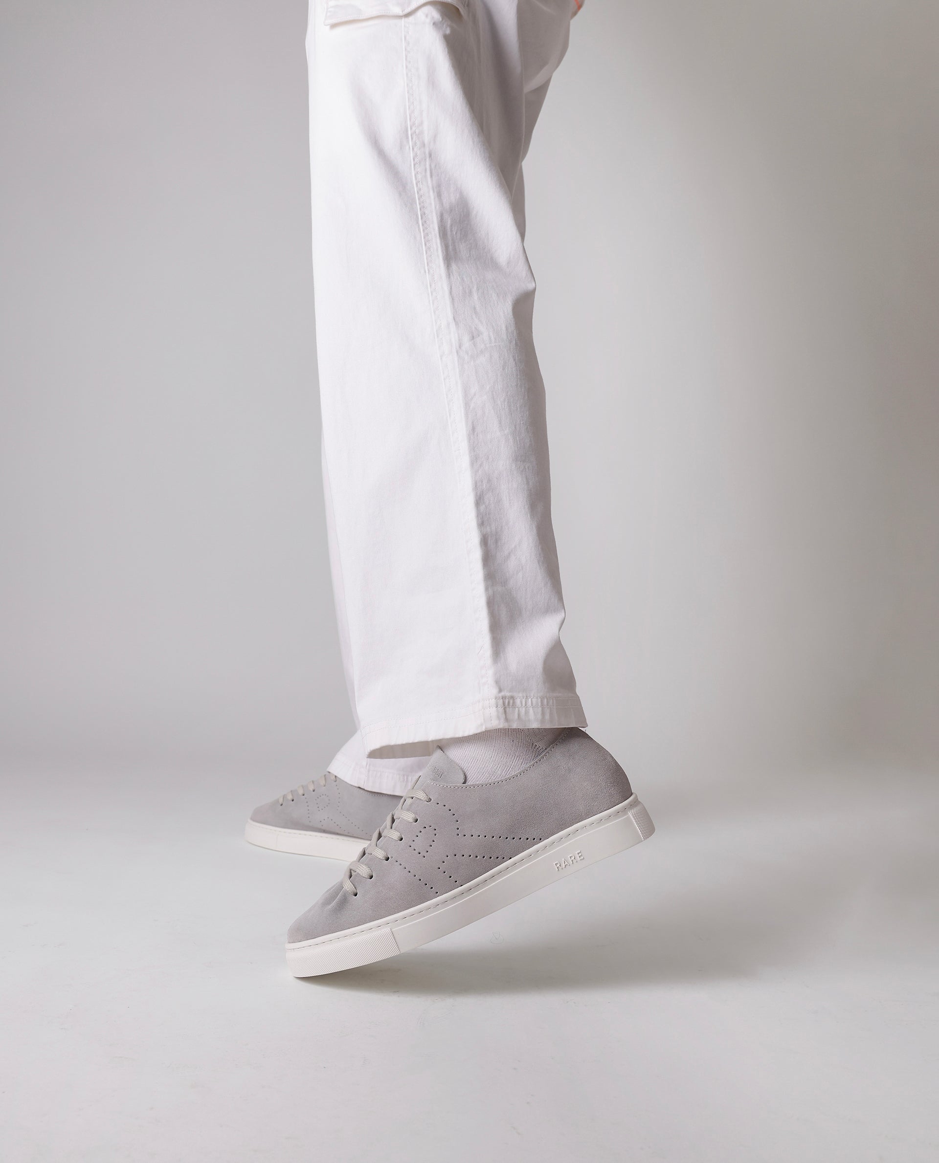 Rare Rabbit Men Skin Light Grey Suede Monotone Upper Low-Top Lace-Up Plain Shoes