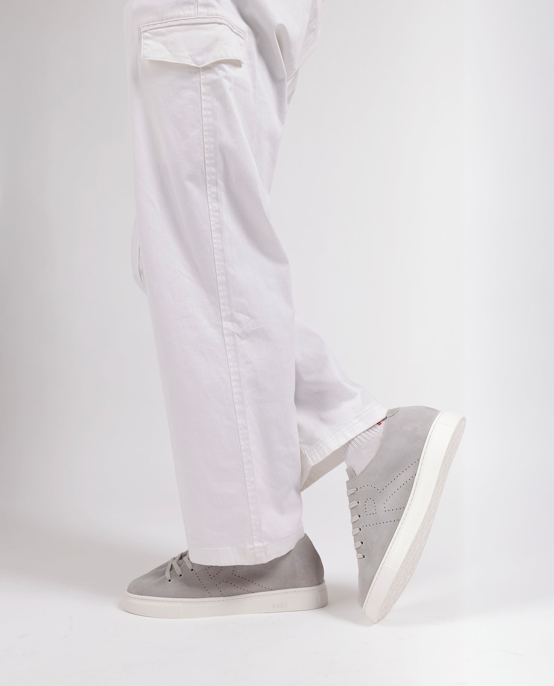 Rare Rabbit Men Skin Light Grey Suede Monotone Upper Low-Top Lace-Up Plain Shoes