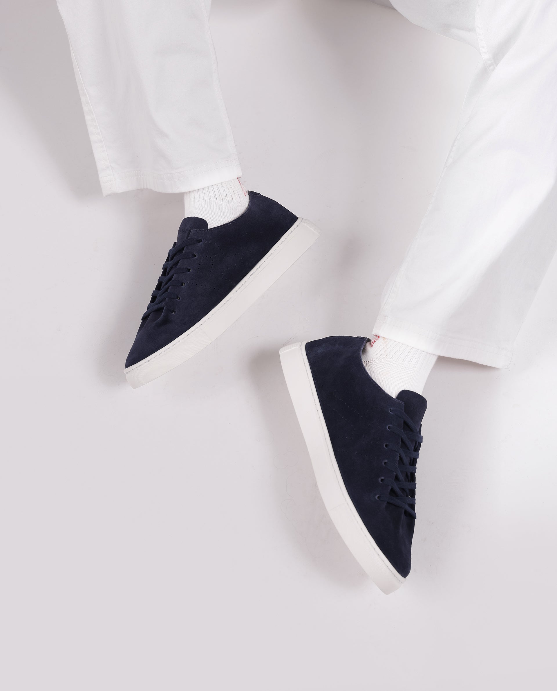 Rare Rabbit Men Skin Navy Suede Monotone Upper Low-Top Lace-Up Plain Shoes