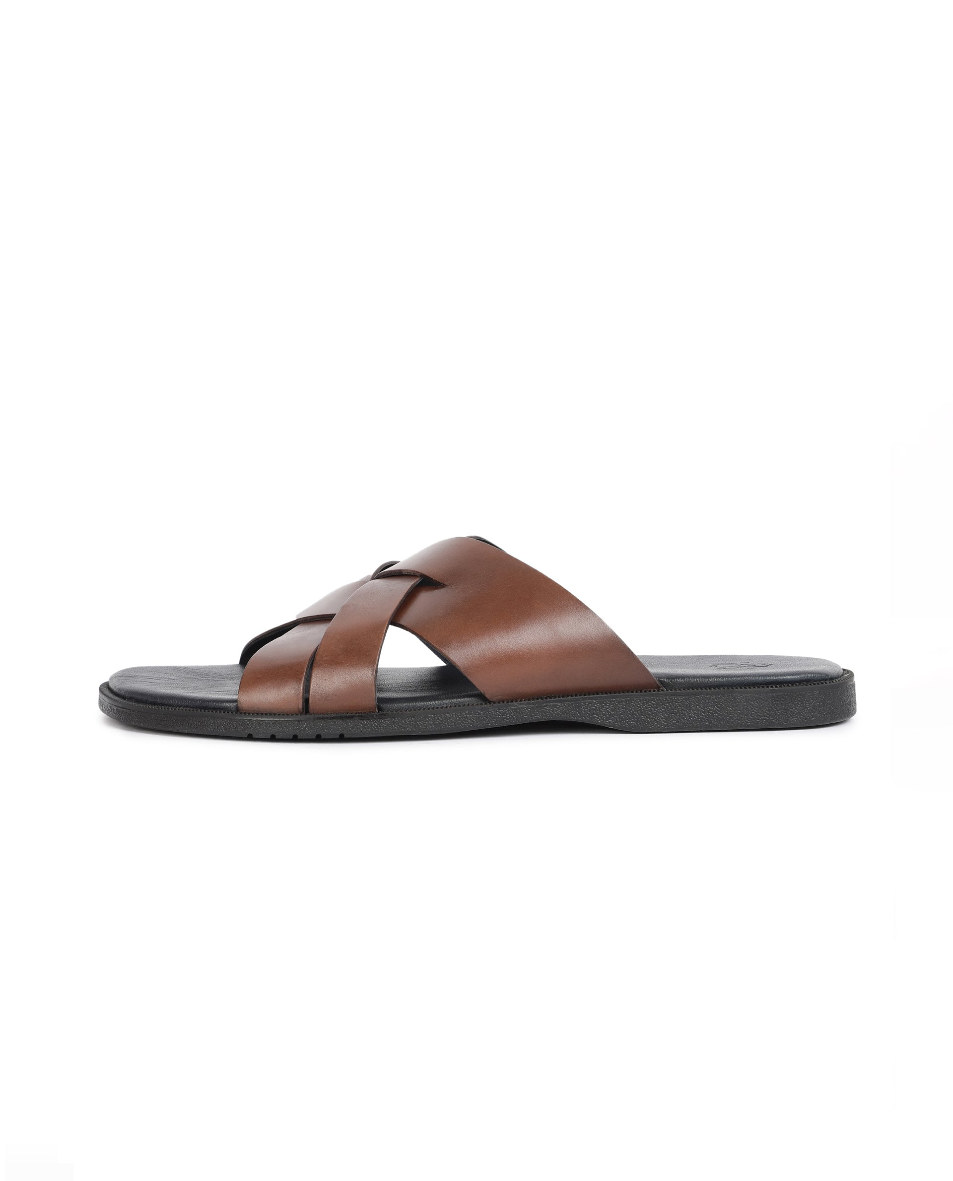 Brown Cross-over Strap Leather Sandals leather shoes for men | Rapawalk