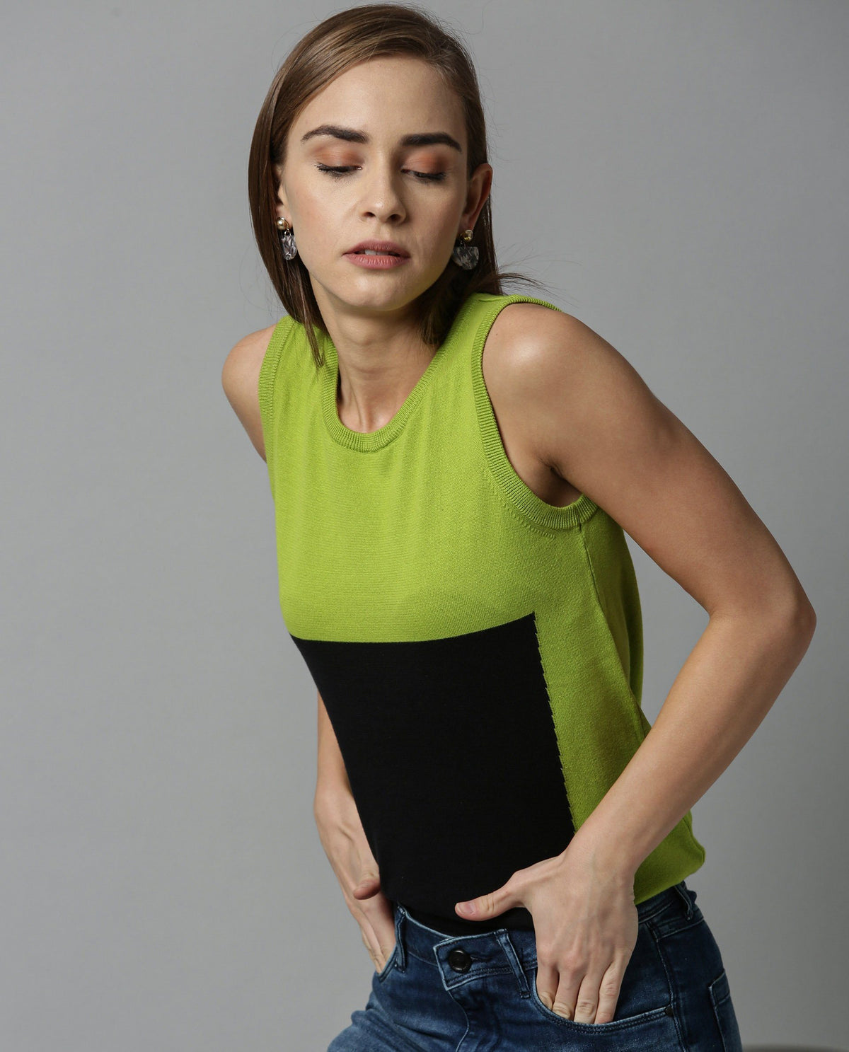 Rareism Women Libra Green Top Sleeveless