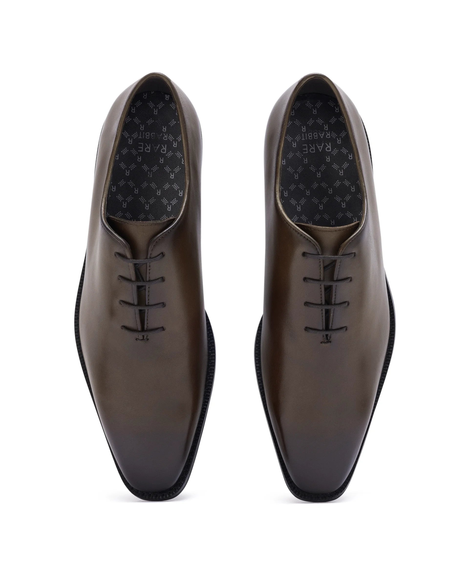 Rare Rabbit Men Corax Olive Lace-Up Single Piece Genuine Leather Shoes