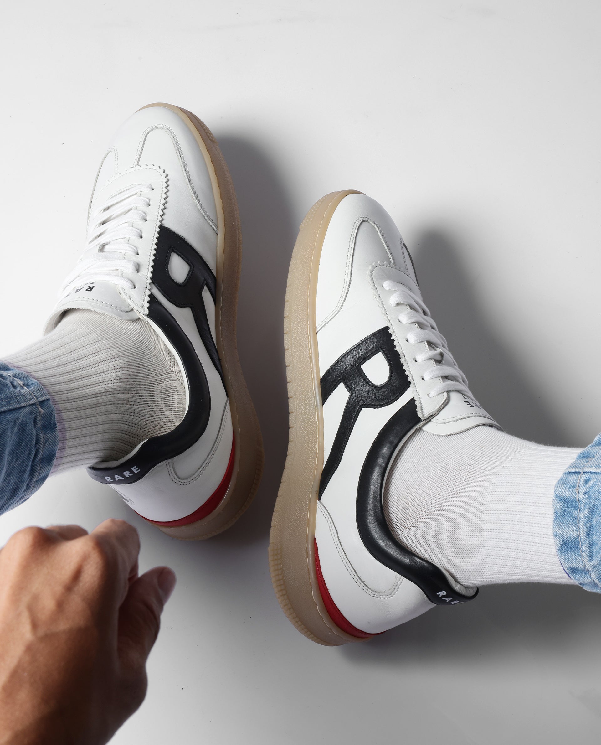 Rare Rabbit Men's Dorset Pro White Genuine Leather Shoes Low-Top Lace-Up Dual Tone Sneaker Shoes