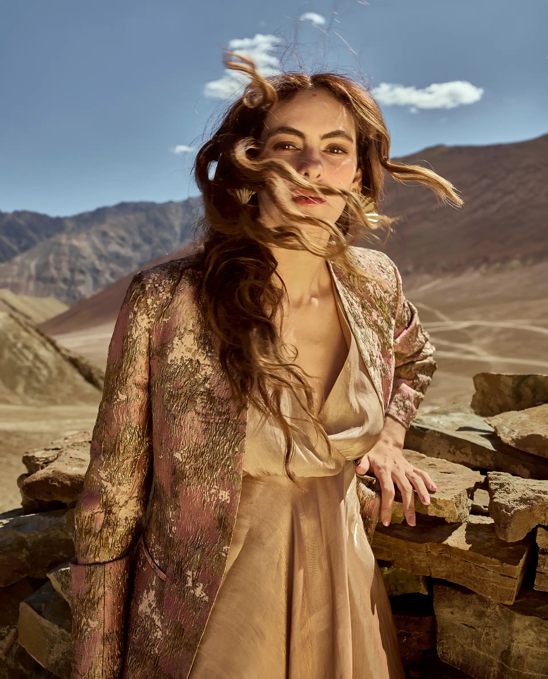 Rareism Women's Reshap-T Pink Polyester Blend Collarless Regular Fit Blazer