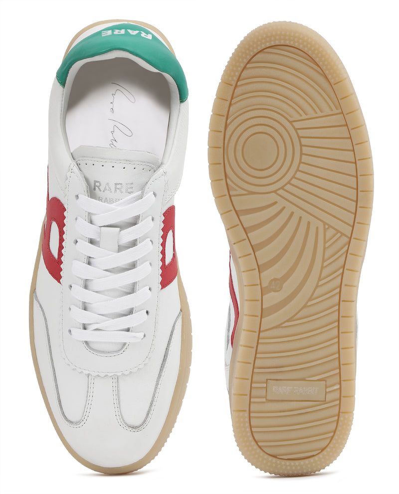 Rare Rabbit Men's Dorset White Oxford Style Colorblocked Smart Casual Leather Sneaker