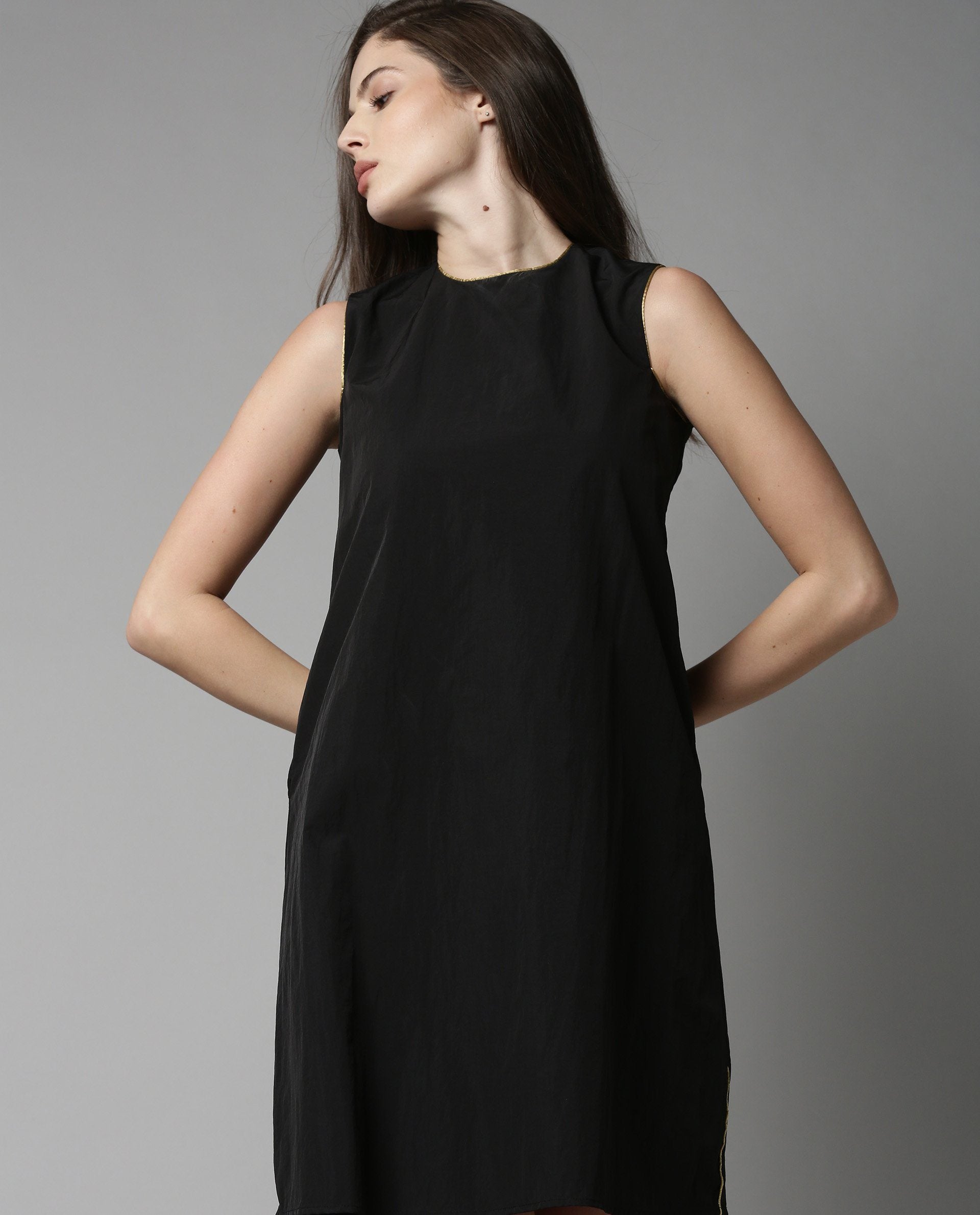 Rareism Women Bru Black Dress Sleeveless Solid