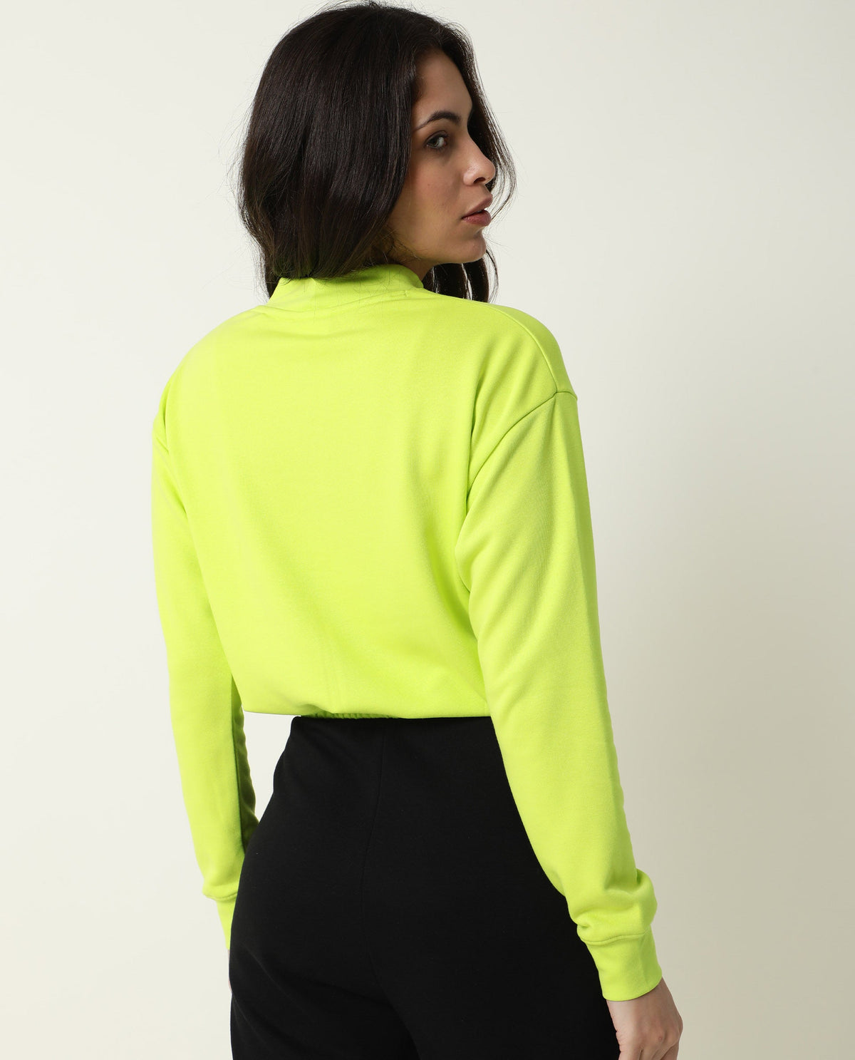 Rareism Womens Coyne Green Sweatshirt Cotton Fabric Relaxed Fit Full Sleeve High Neck
