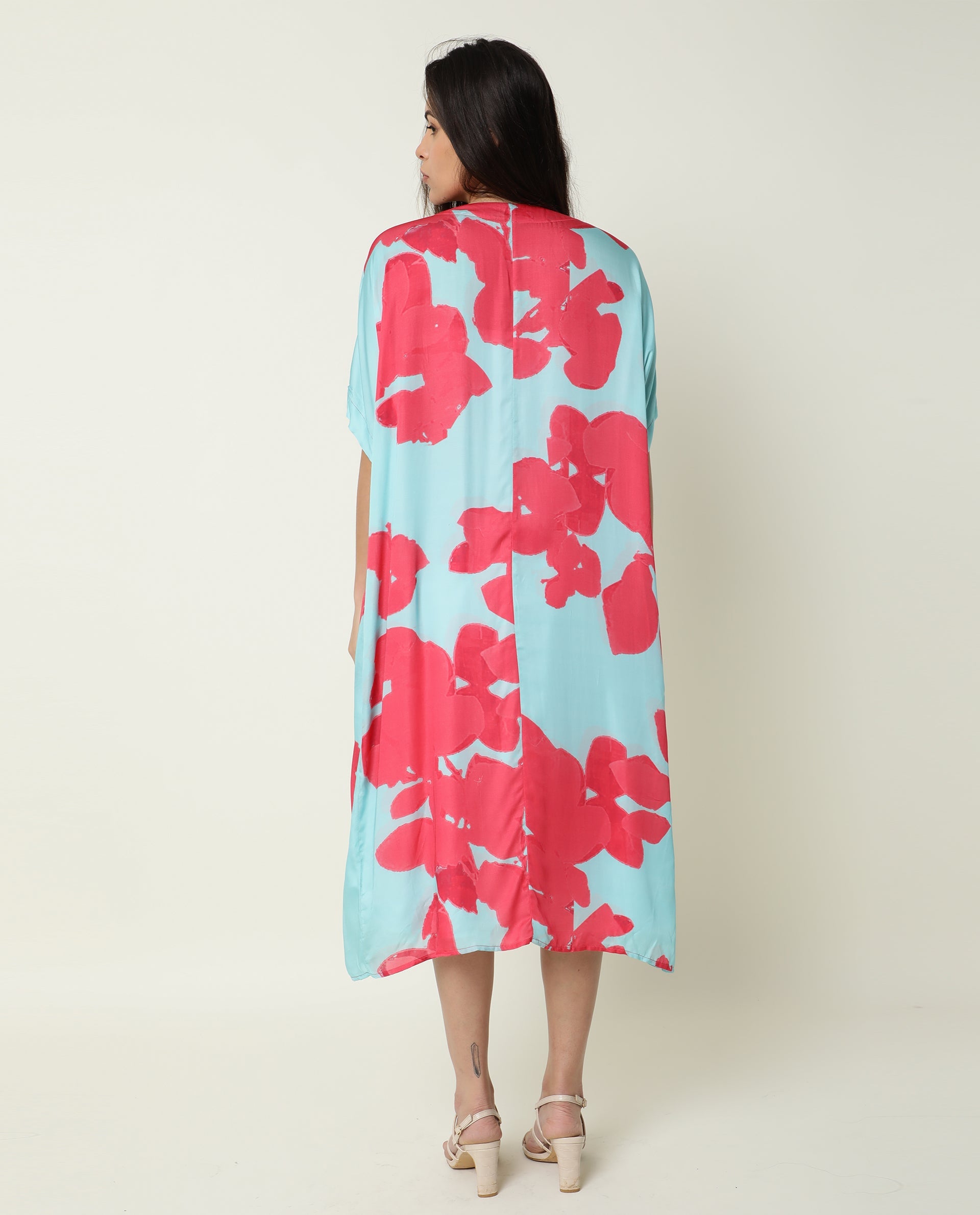 Rareism Womens Petunia Navy Shrug Cotton Fabric Half Sleeve V Neck