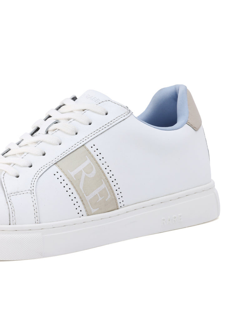 Rare Rabbit Men's Galileo White Round Toe Statement Branding Smart Casual Sneaker Shoes