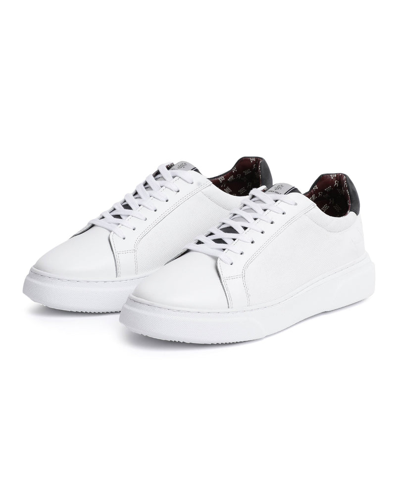 Rare Rabbit Men's Rowan White-Navy Round-Toe Lace-Up Solid Sneakers Shoes