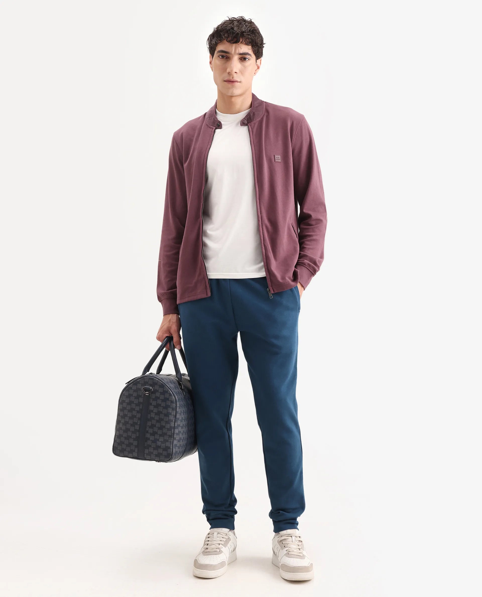 Rare Rabbit Men's Morris Maroon Cotton Plain Regular Fit Full Sleeve Mandarin Collar Jacket