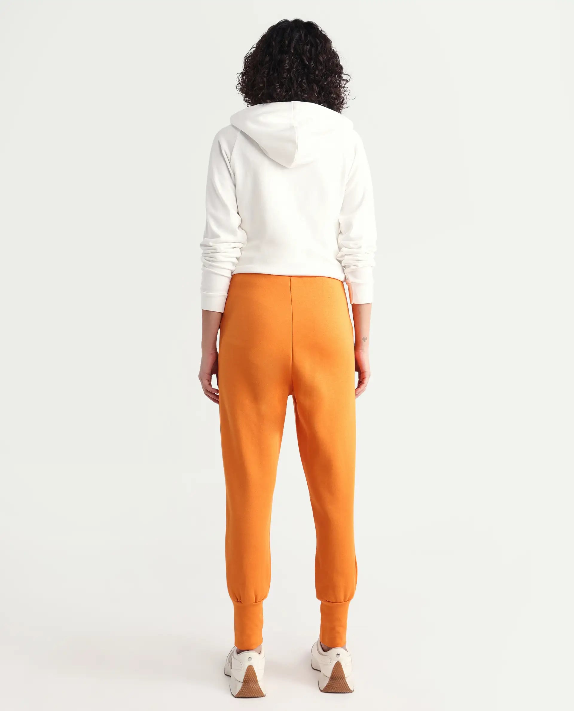 Rareism Women's Simp-1 Orange Polyester Blend Plain Ankle Length Tailored Track Pant