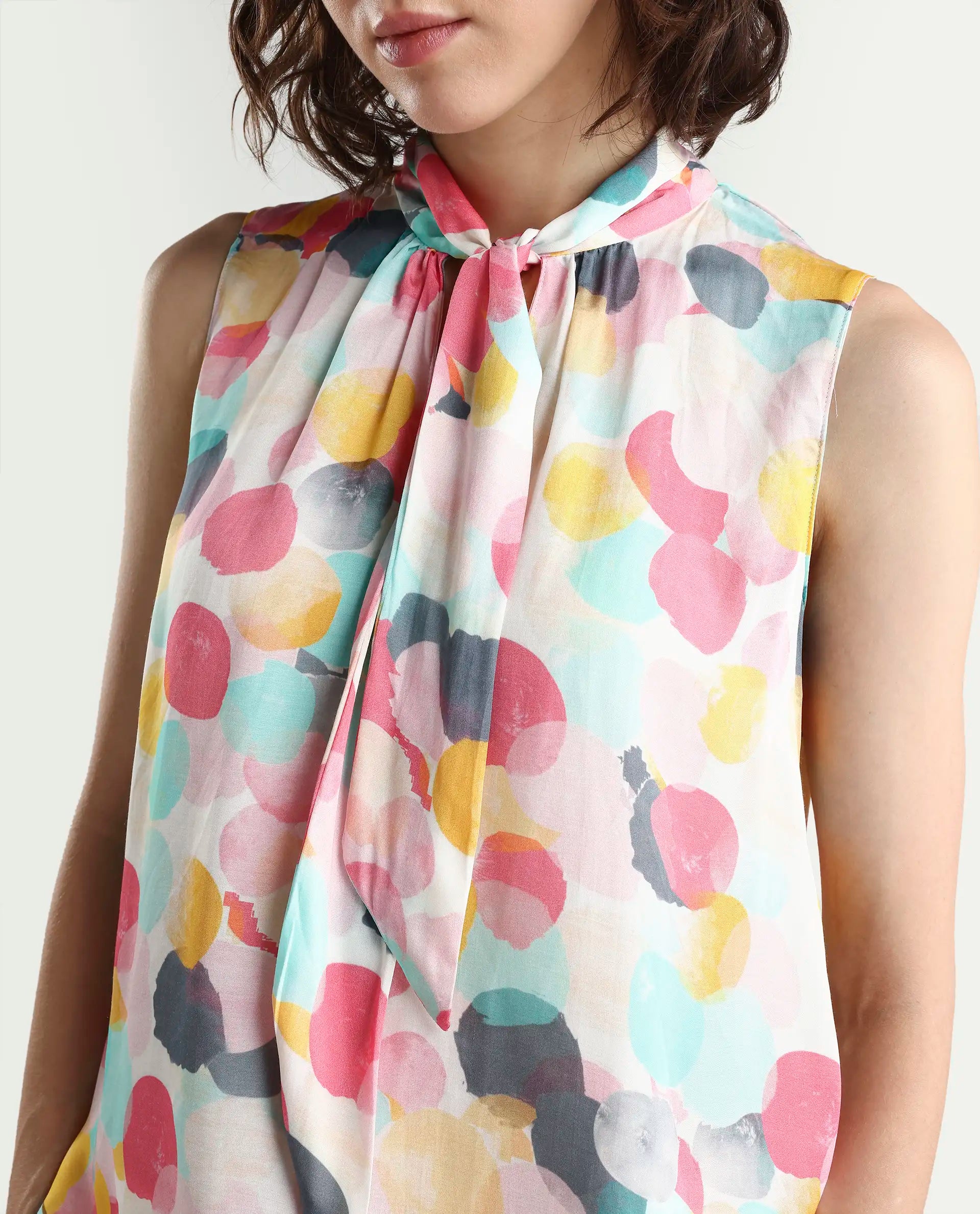 Rareism Women's Isro Pink Modal Abstract Print Top