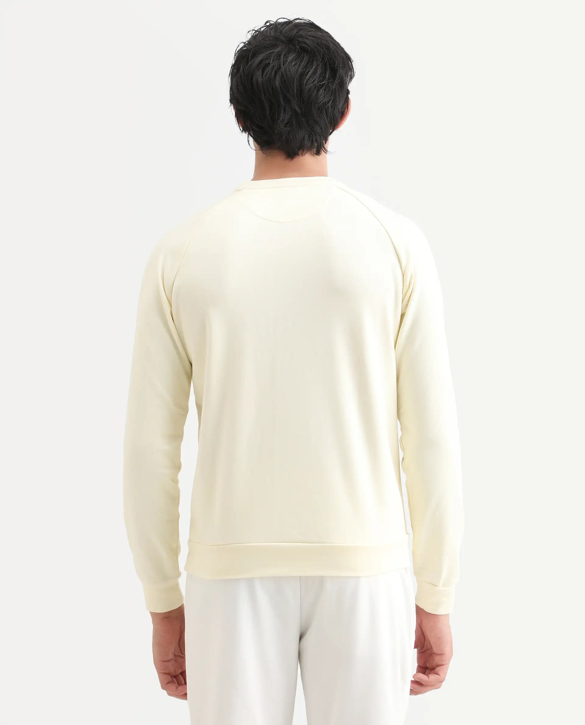 Rare Rabbit Articale Men's Arum Blonde Yellow Cotton Fabric Full Sleeves Solid Sweatshirt