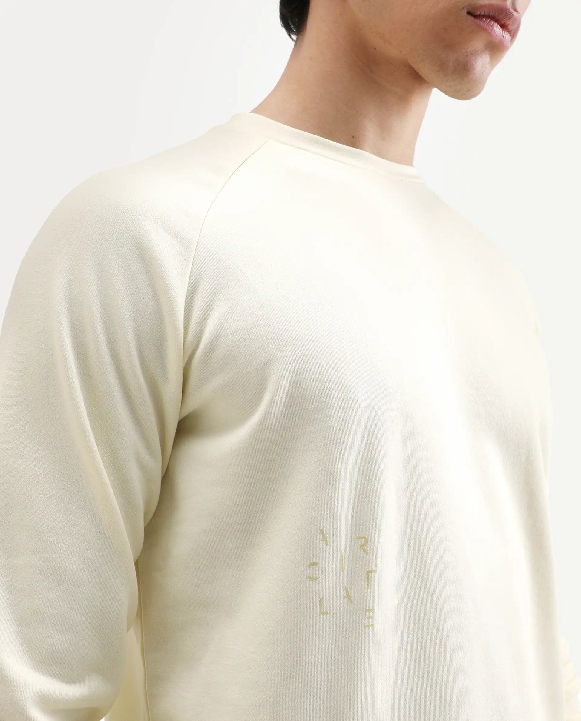 Rare Rabbit Articale Men's Arum Blonde Yellow Cotton Fabric Full Sleeves Solid Sweatshirt
