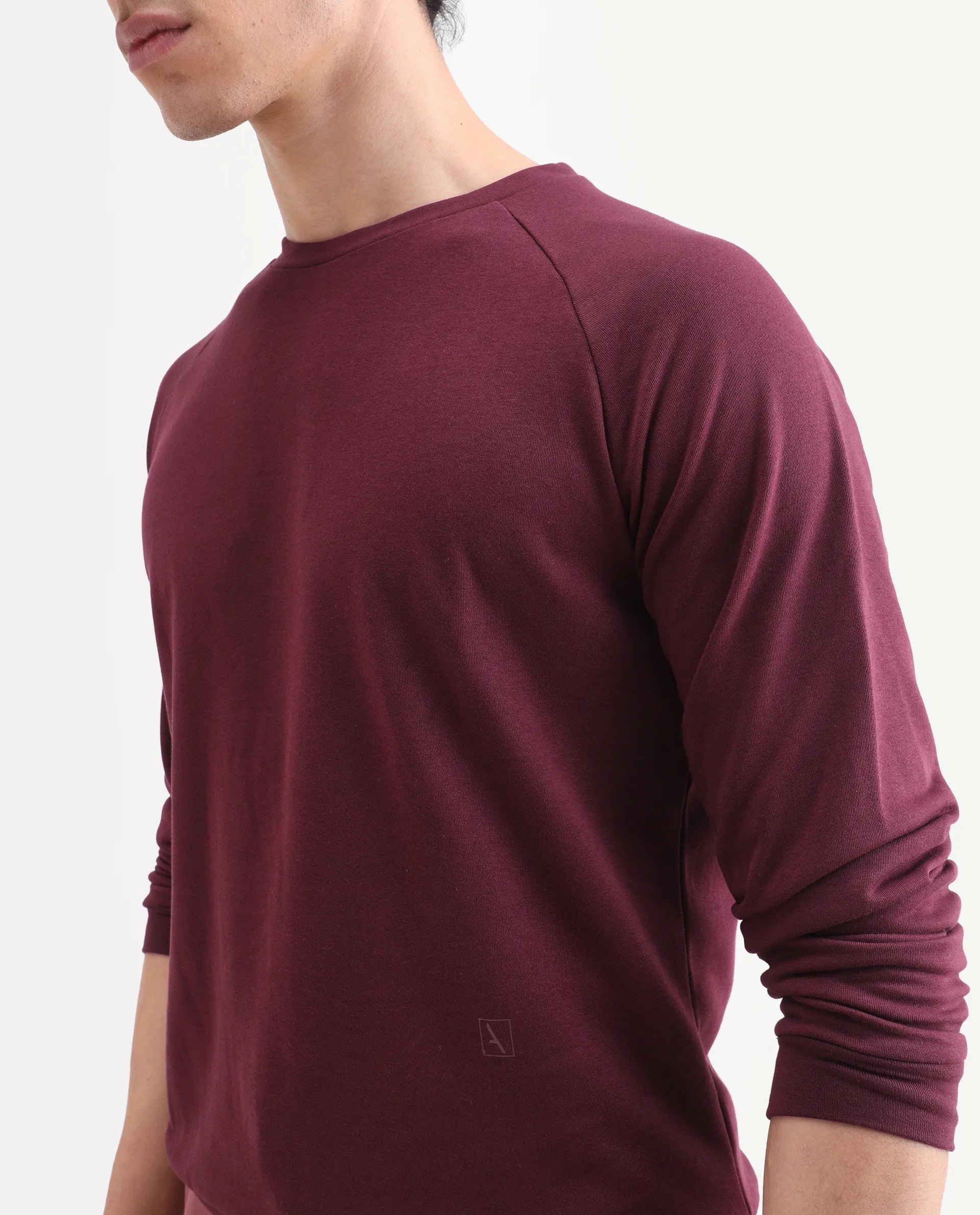 Rare Rabbit Articale Men's Arum Burnt Prune Cotton Fabric Full Sleeves Solid Sweatshirt